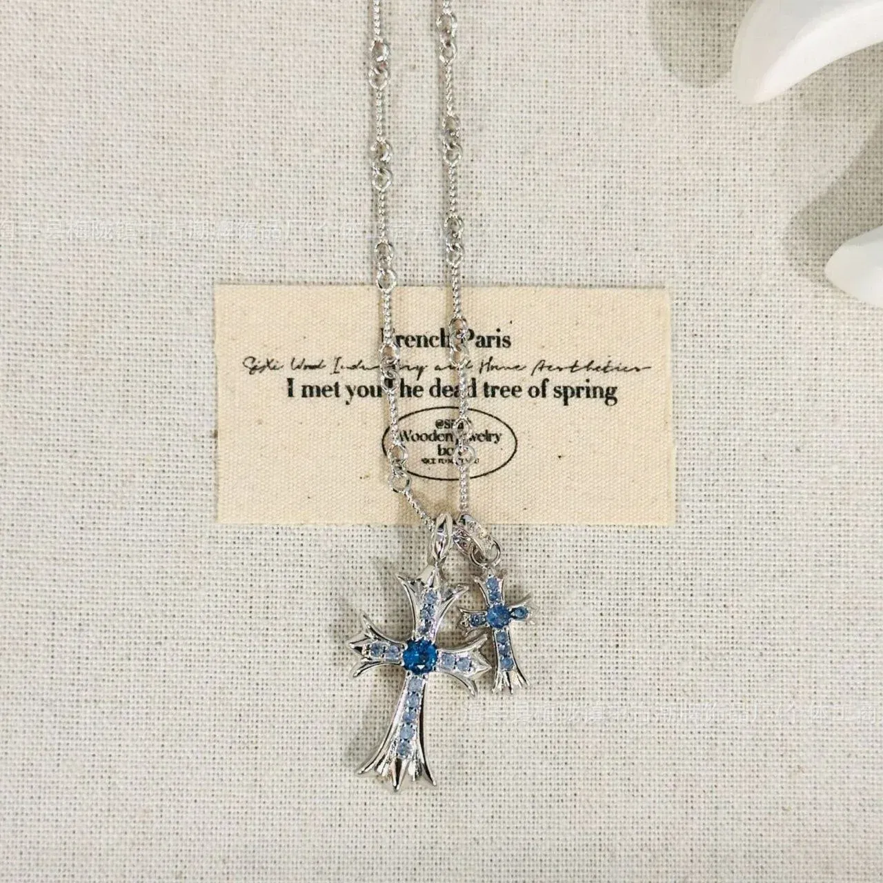 CH Double Pendant Necklace Blue