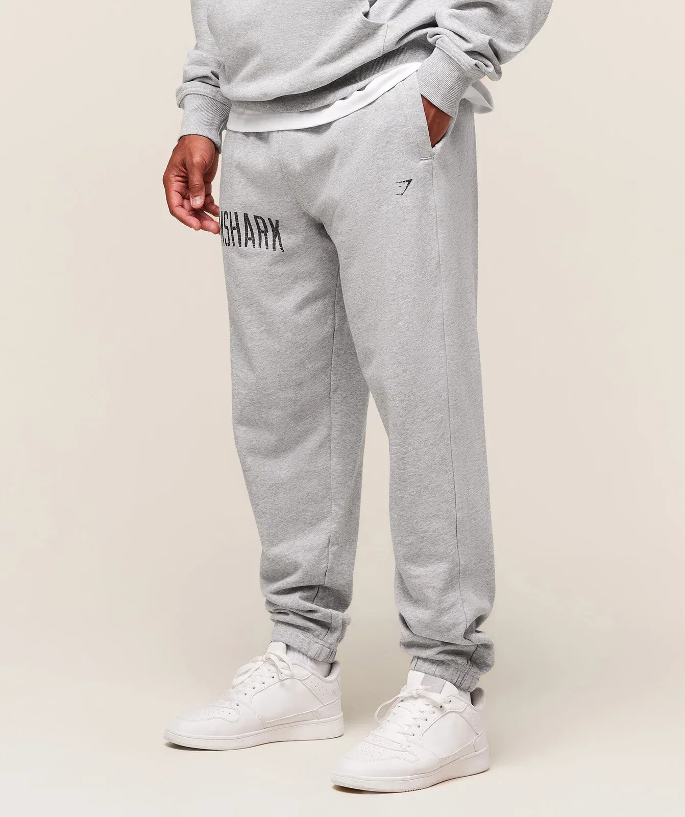 Gymshark Worn Graphic Jogger - Light Grey Core Marl