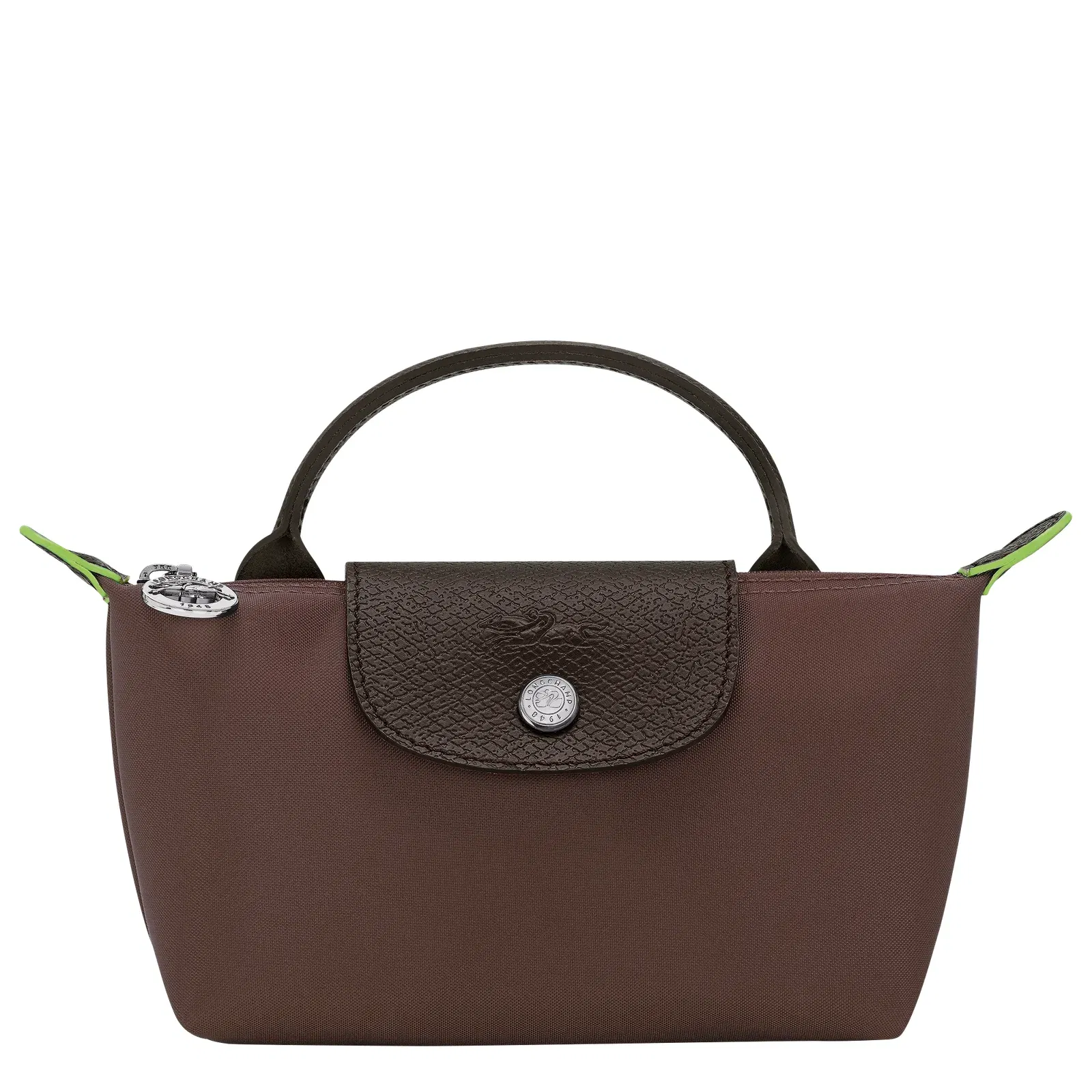Longchamp Le Pliage Green Pouch with handle Mocha