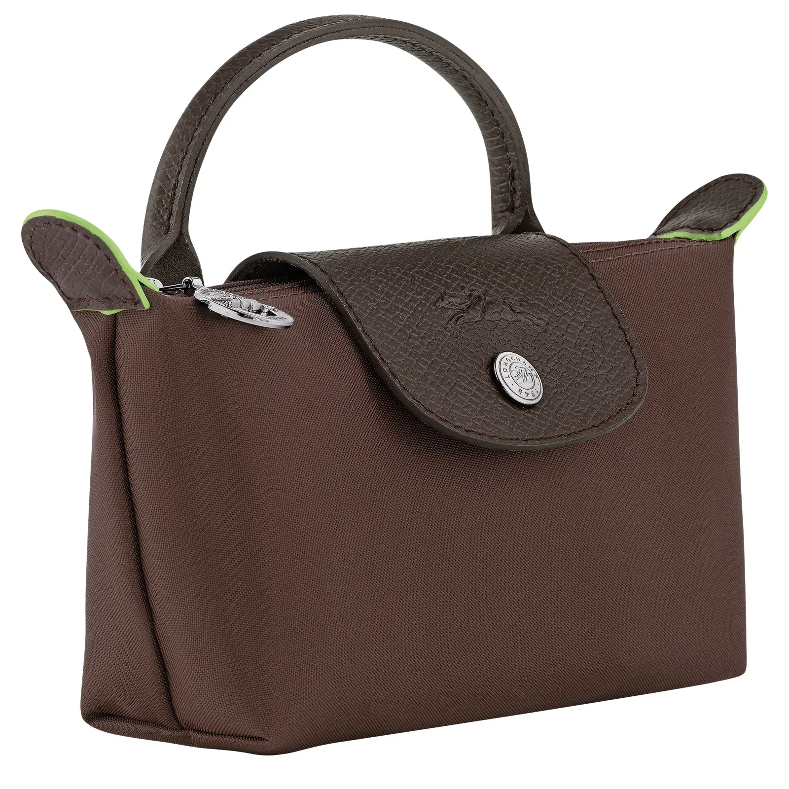 Longchamp Le Pliage Green Pouch with handle Mocha
