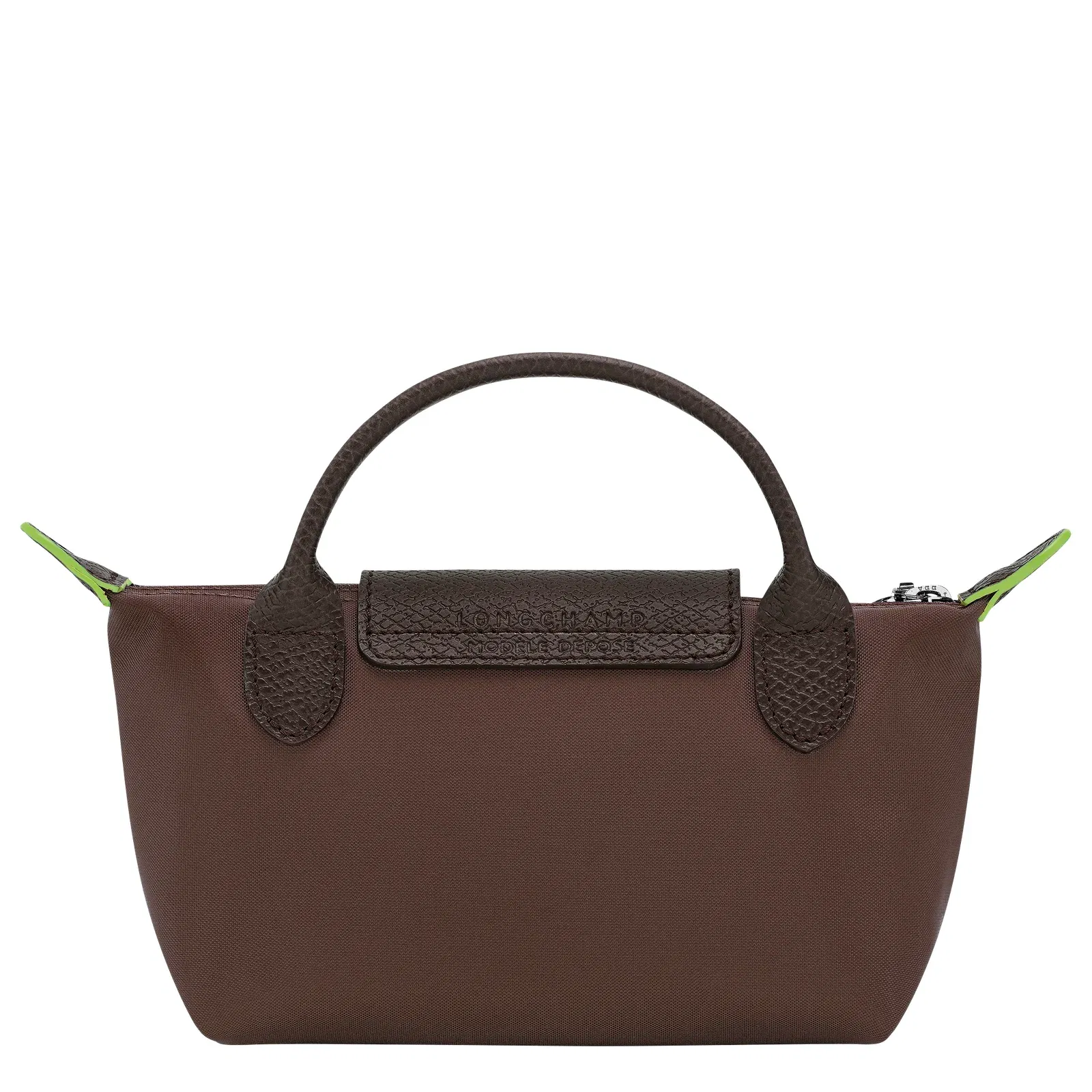 Longchamp Le Pliage Green Pouch with handle Mocha