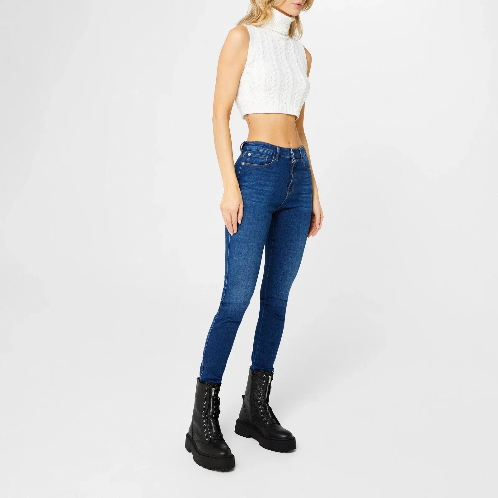 Odilia Buckle Detail Side Zip Biker Boots