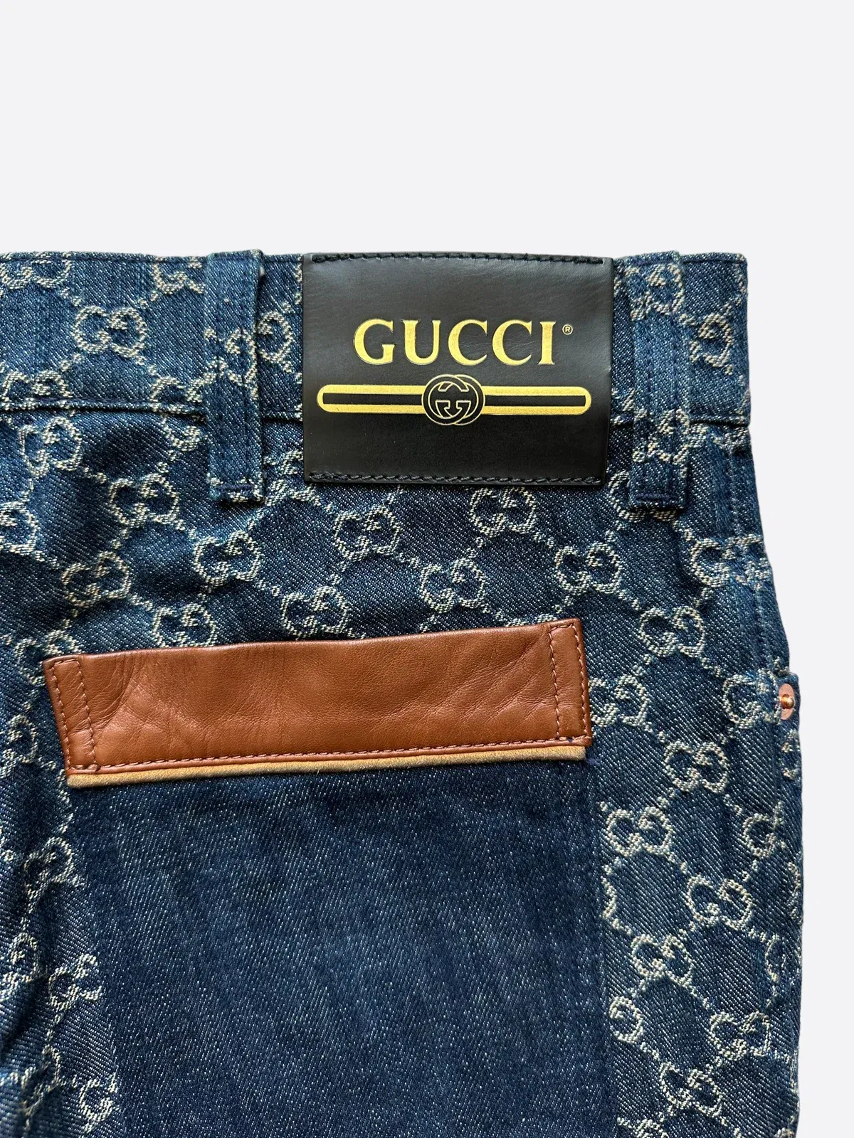 Blue GG Monogram Tapered Jeans