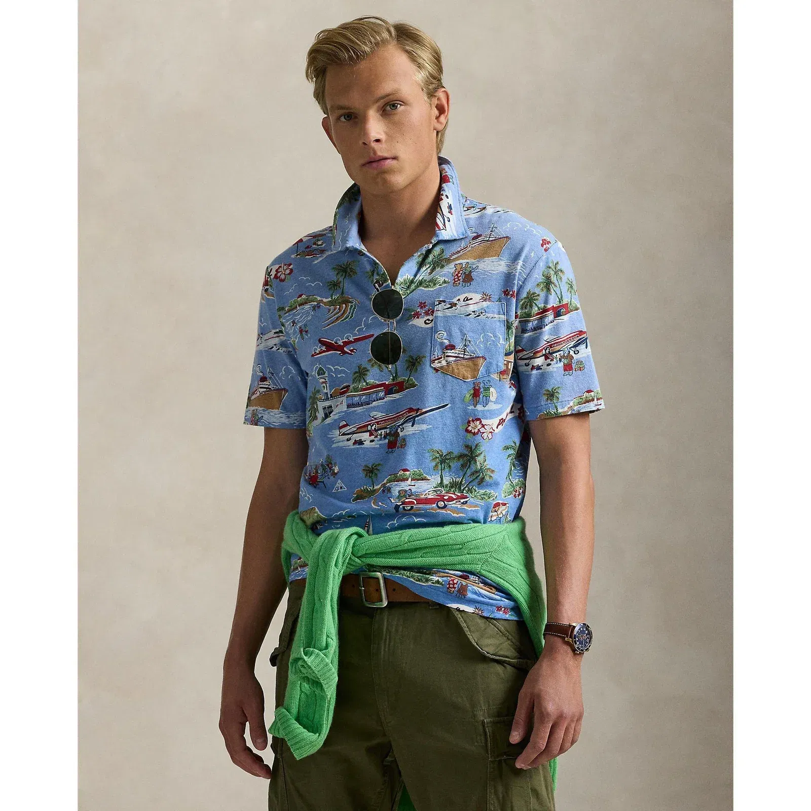 Standard Fit Bear Linen-Cotton Polo
