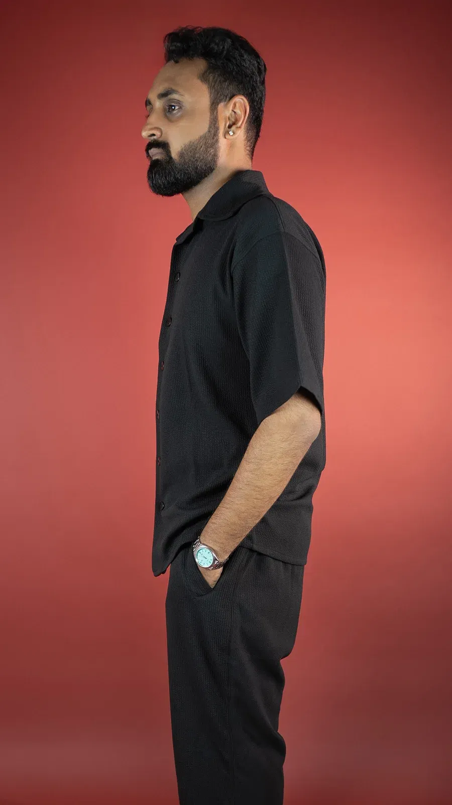 BLACK CO-ORD SET MEN'S SHIRT