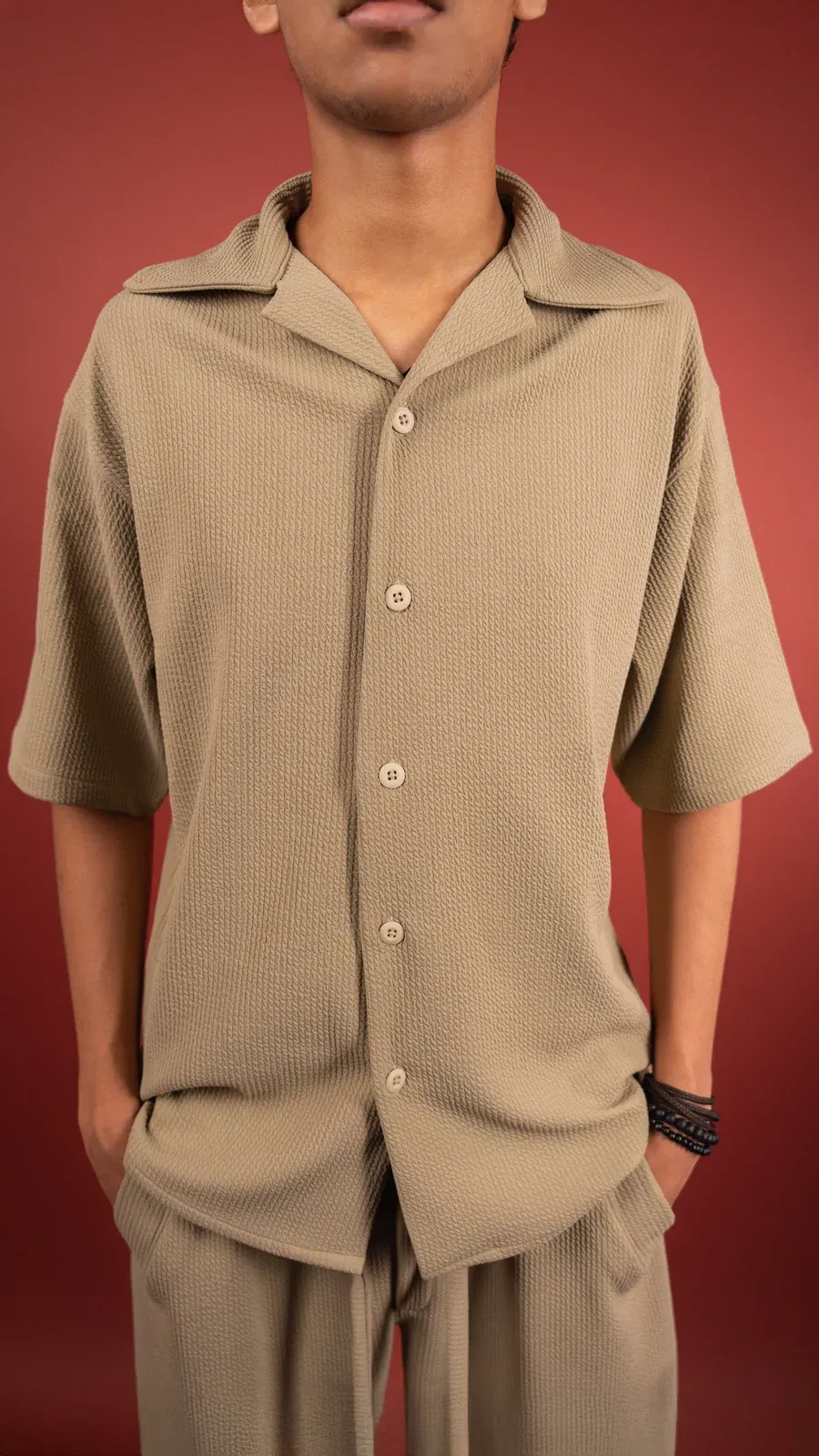 BEIGE CO-ORD SET MEN'S SHIRT