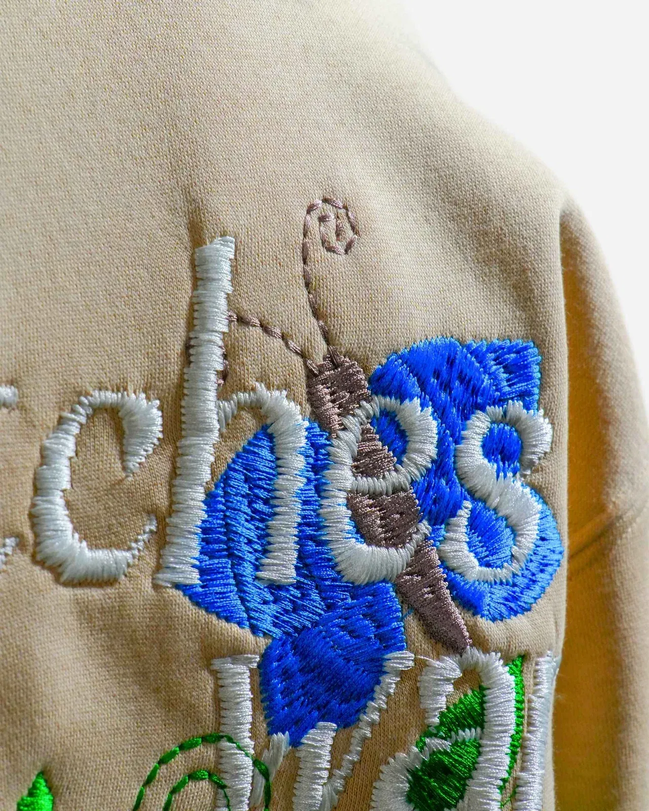 Bitch's Desire Hoodie - Beige Oversized Embroidered Hoodie