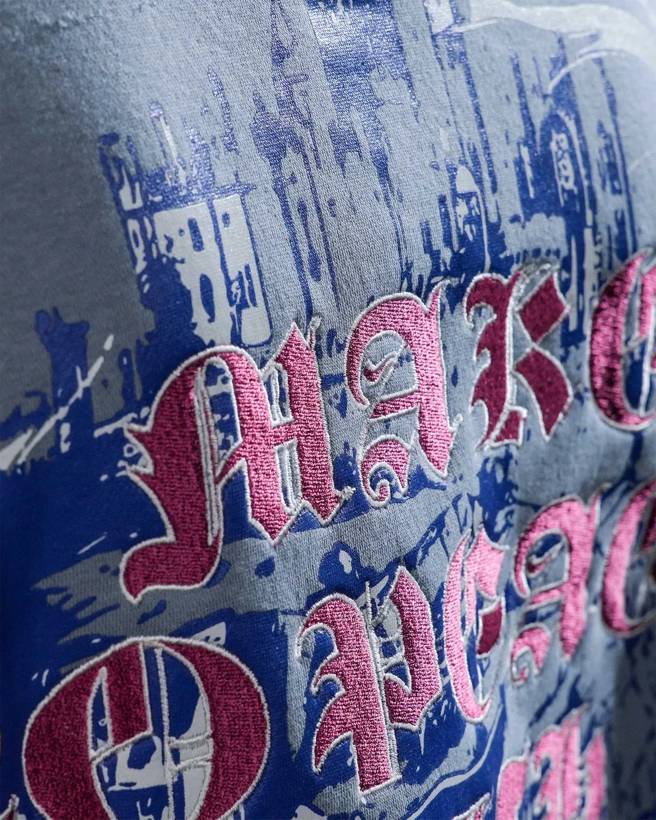 No Peace With Evil - Blue Oversized Embroidered Sweatshirt