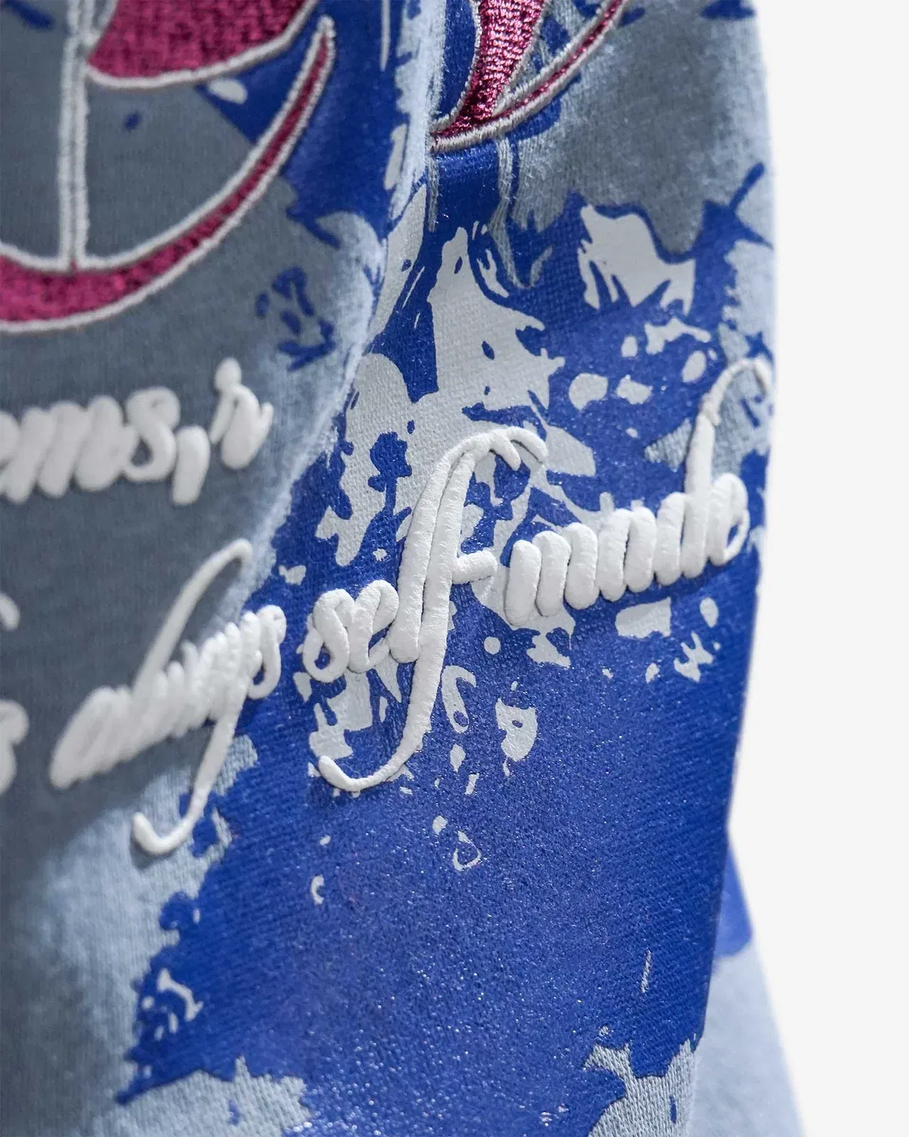 No Peace With Evil - Blue Oversized Embroidered Sweatshirt