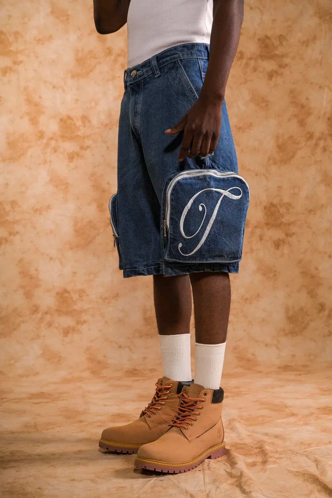 VINTAGE BLUE JORTS BY MISSNG TILE