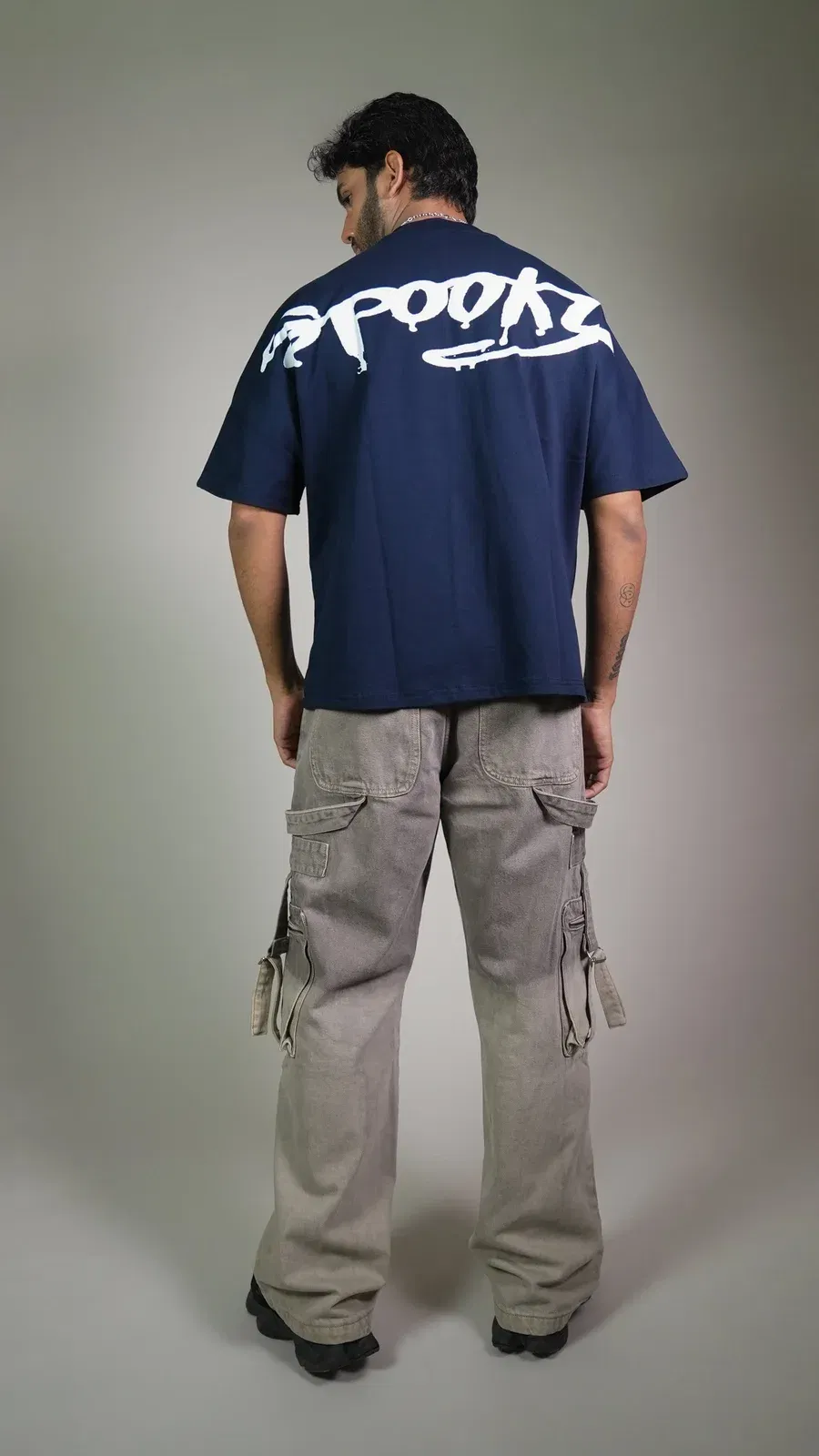 MIDNIGHT SPOOKY NAVY MEN’S OVERSIZED T-SHIRT