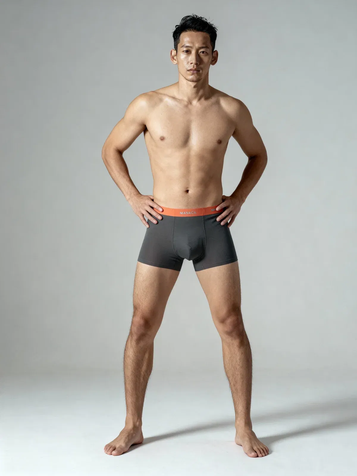 Men Dual Tone Orange Grey Solid Luxury Bonded Elastic Trunk by Manaca