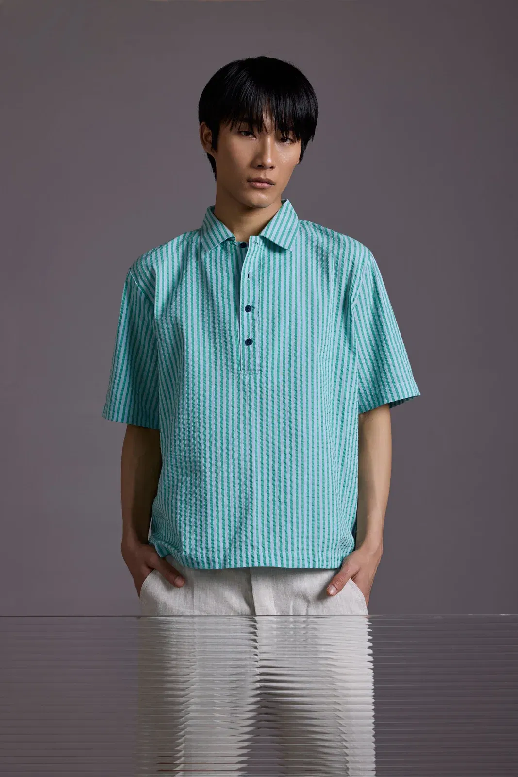 MINT STITCH POPOVER SHIRT