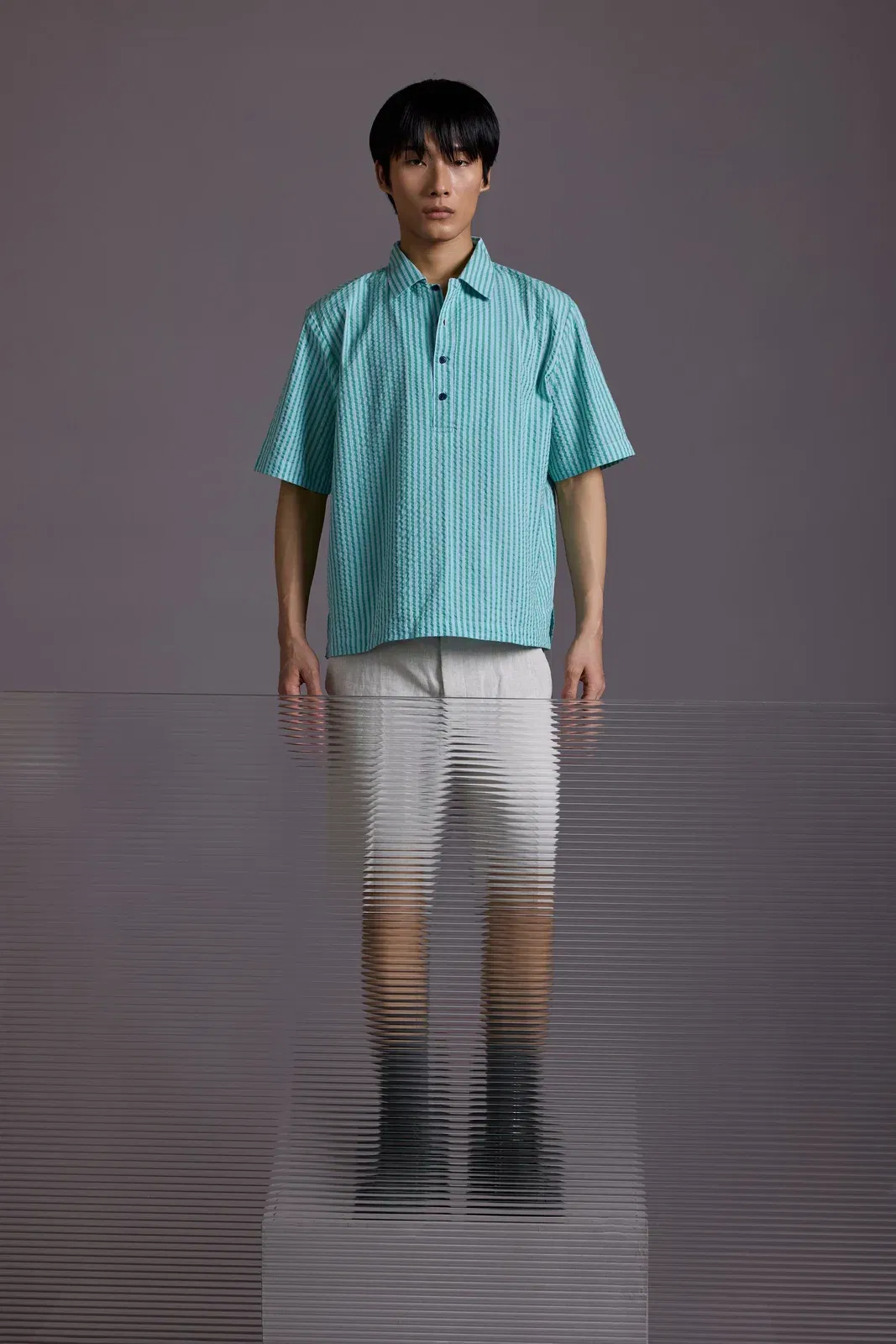 MINT STITCH POPOVER SHIRT