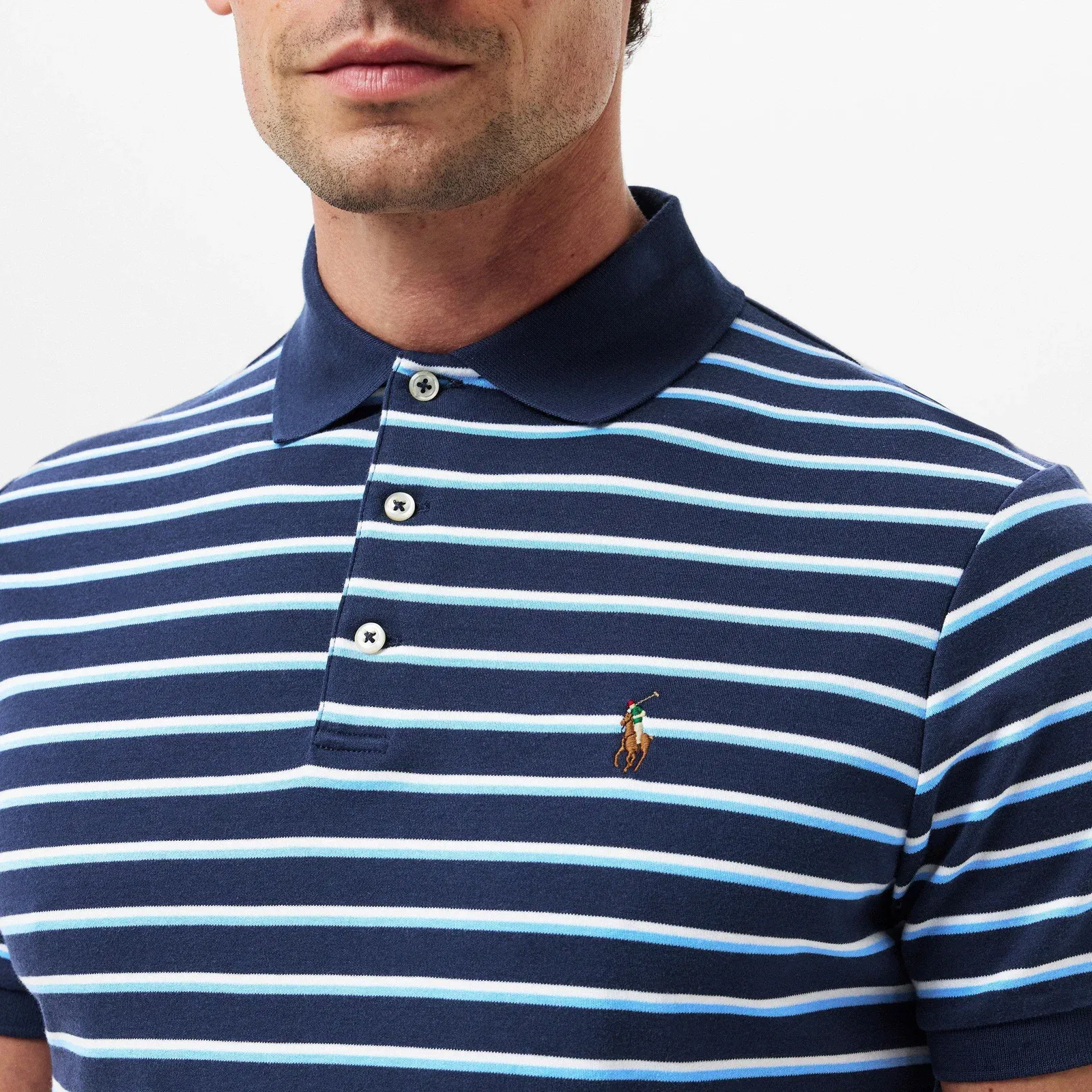Pima Cotton Stripe Tailored Fit Short Sleeve Shirt
