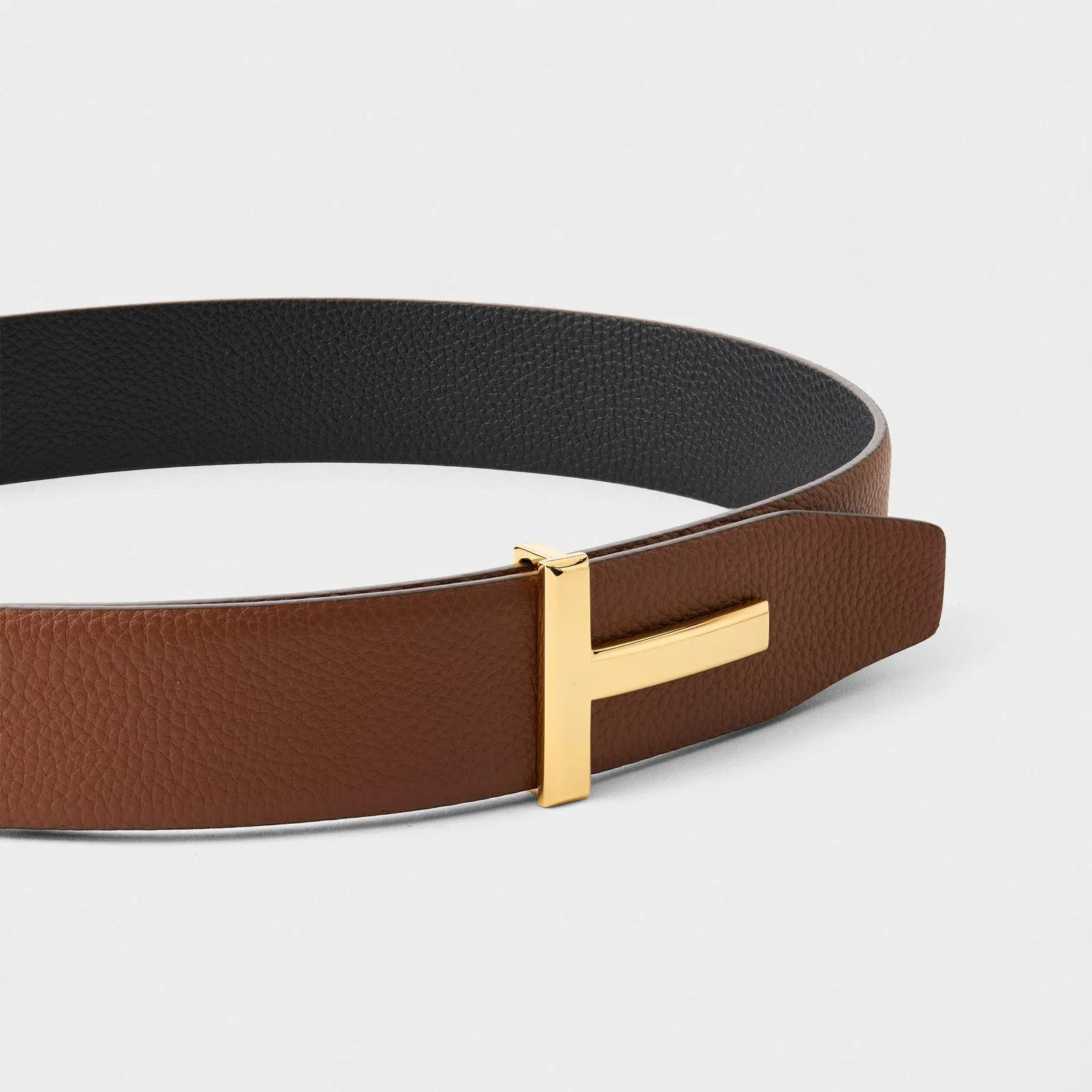 Plain Leather Reversible T Buckle Belt