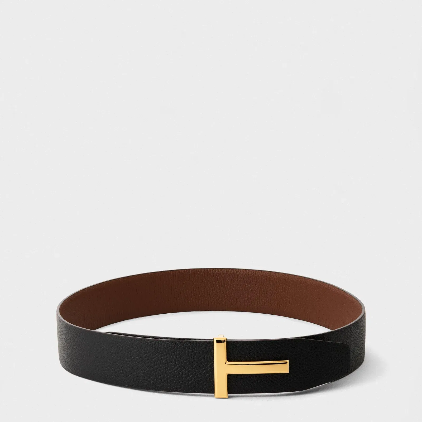 Plain Leather Reversible T Buckle Belt