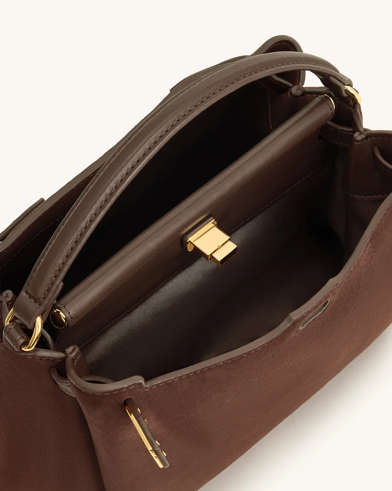 Carmen Faux Suede Top Handle Bag - Brown