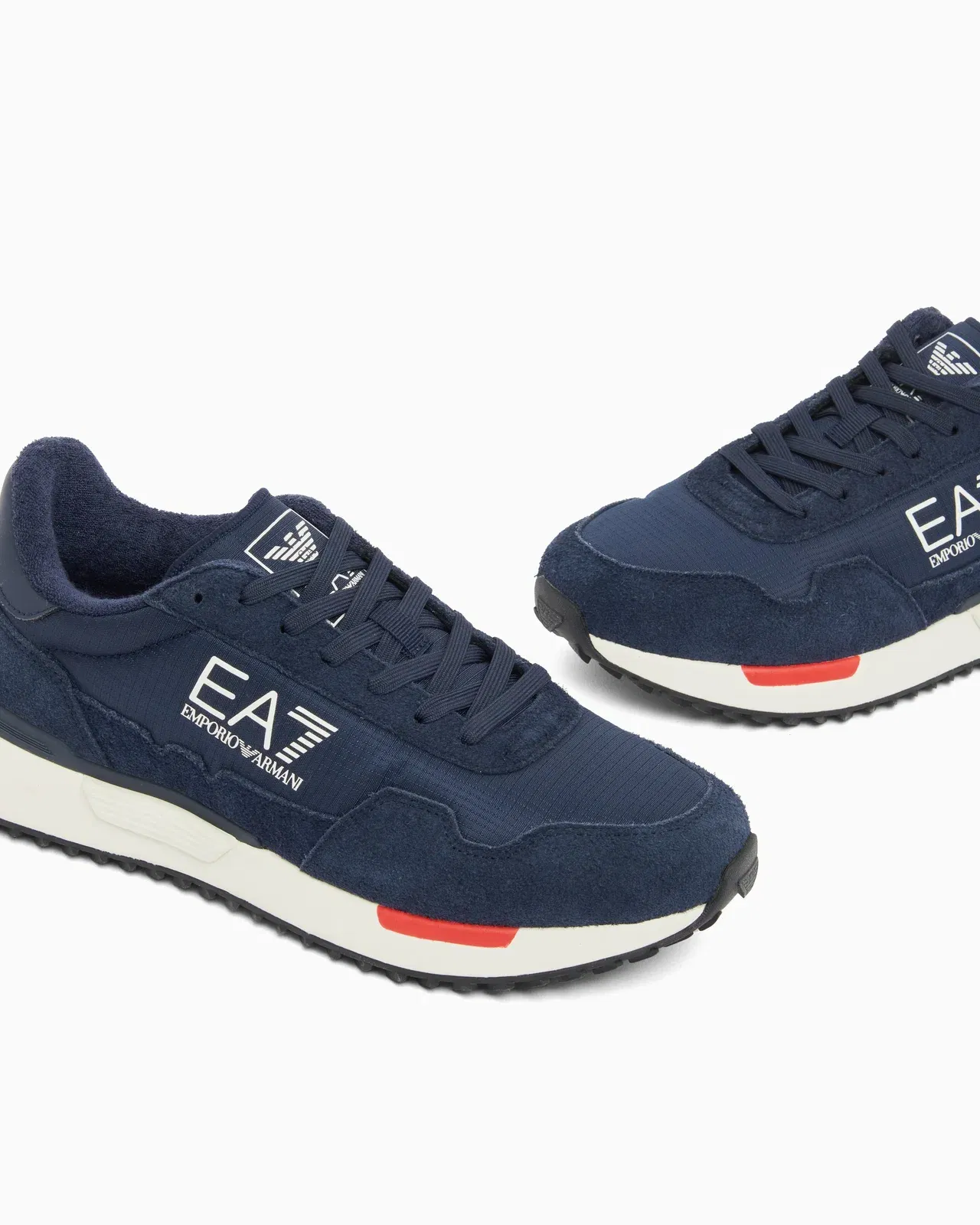 Ea7 Fabric Sneaker With Suede Inserts Vintage Running Blue