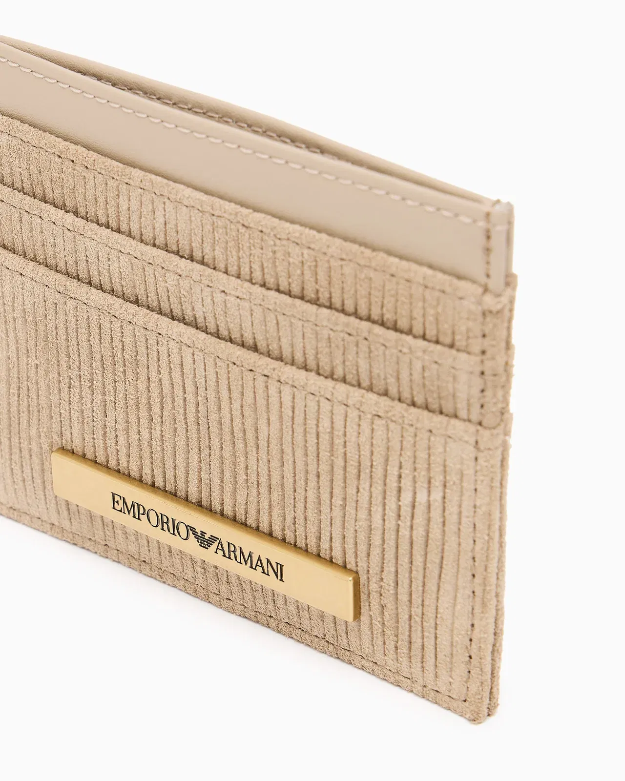 Emporio Armani embossed suede card holder