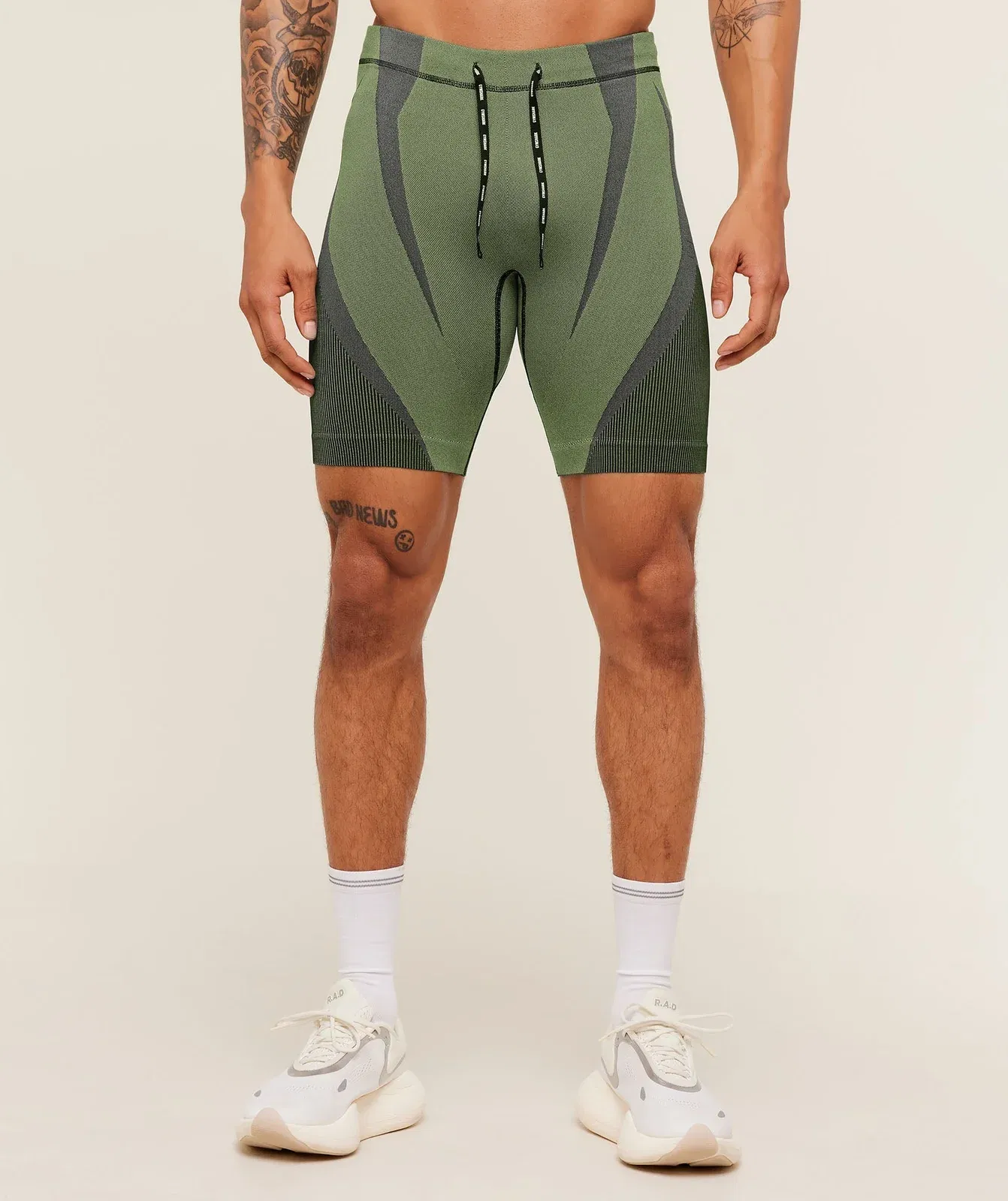 Gymshark Seamless Running Half Tight - Stealth Blue / Sorbet Yellow
