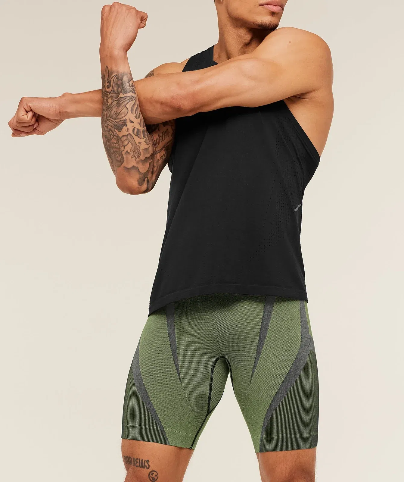 Gymshark Seamless Running Half Tight - Stealth Blue / Sorbet Yellow