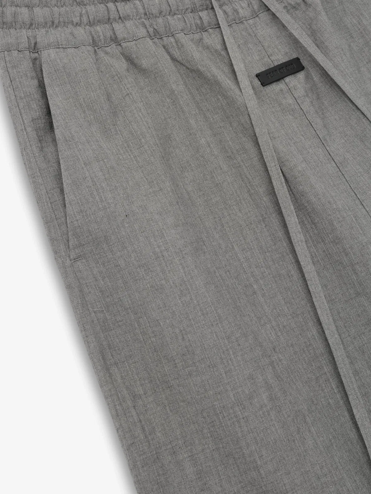 Essentials Wool Linen Wide Leg Drawstring Pants Metallic Grey