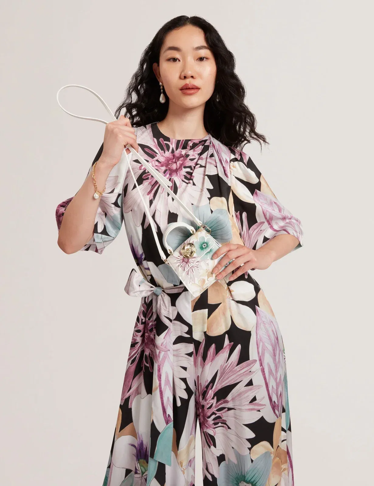 Ted Baker Helensa Petal Print Mini Top Handle Bag In White Women's