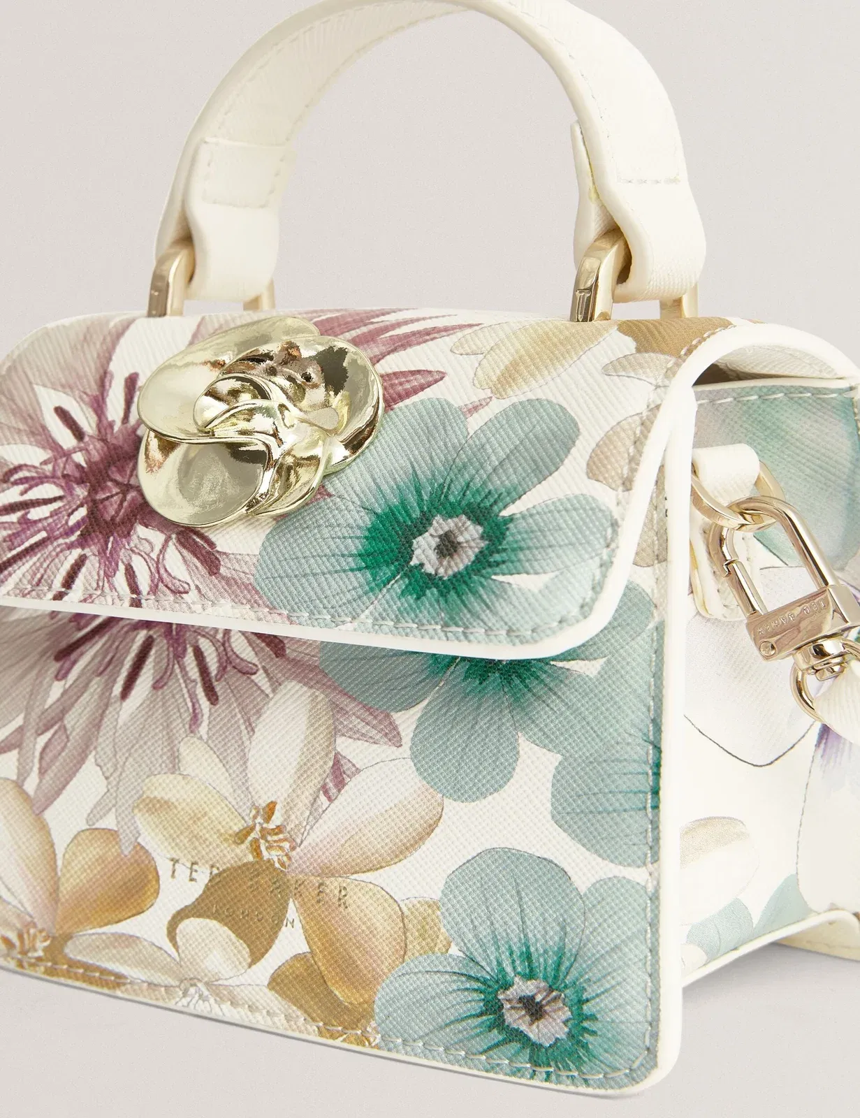 Ted Baker Helensa Petal Print Mini Top Handle Bag In White Women's