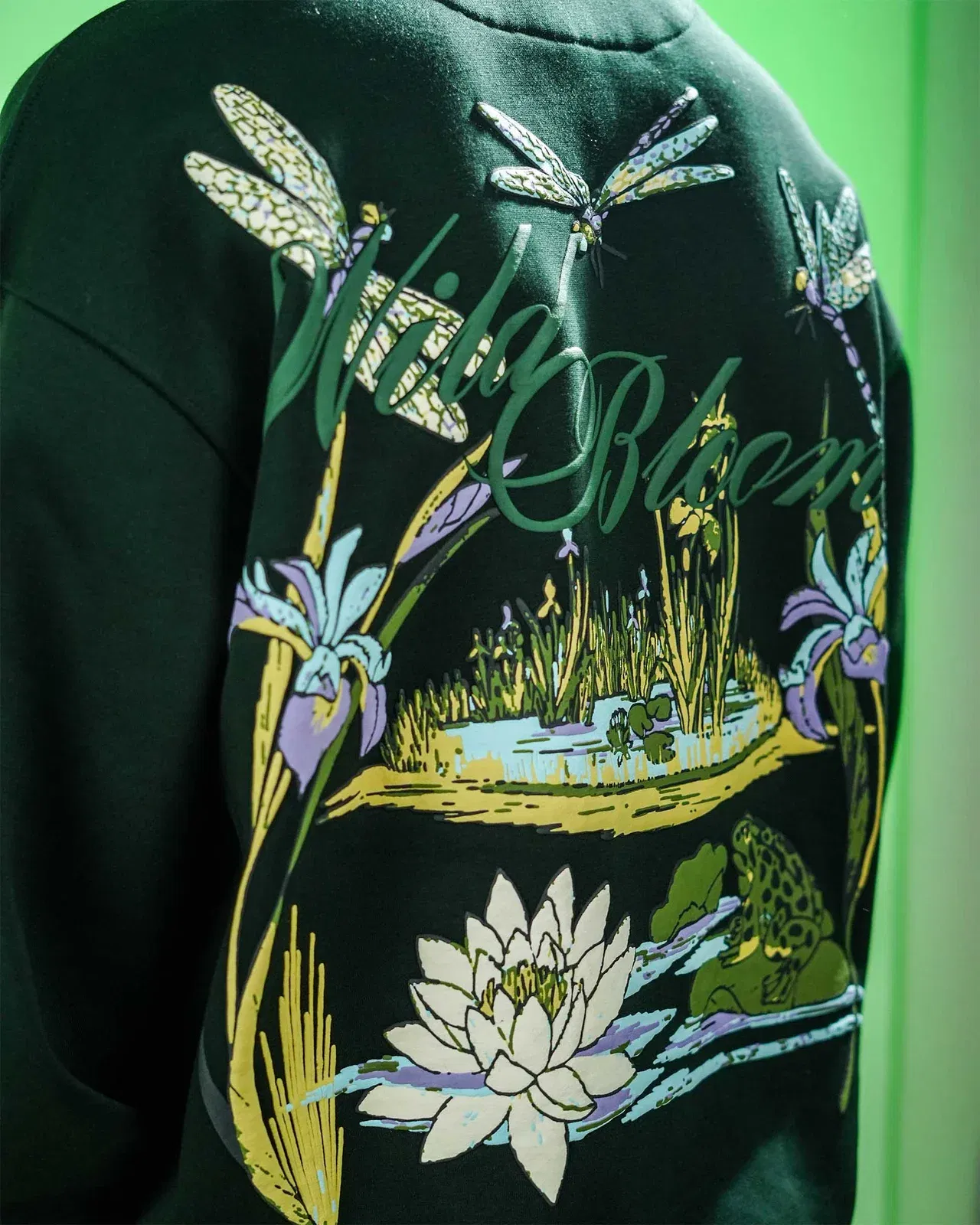 Wild Bloom - Bottle Green Oversized Hoodie