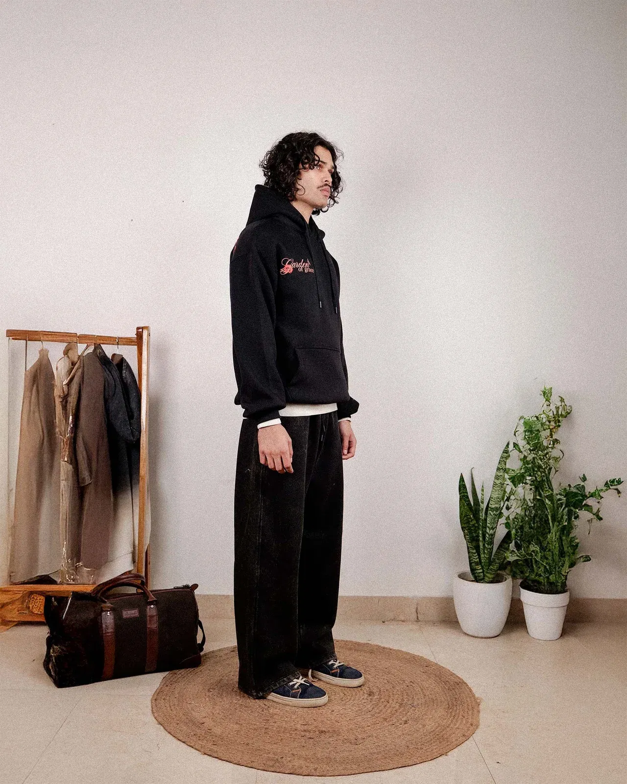 Graceful Might Hoodie - Black Oversized Printed Hoodie