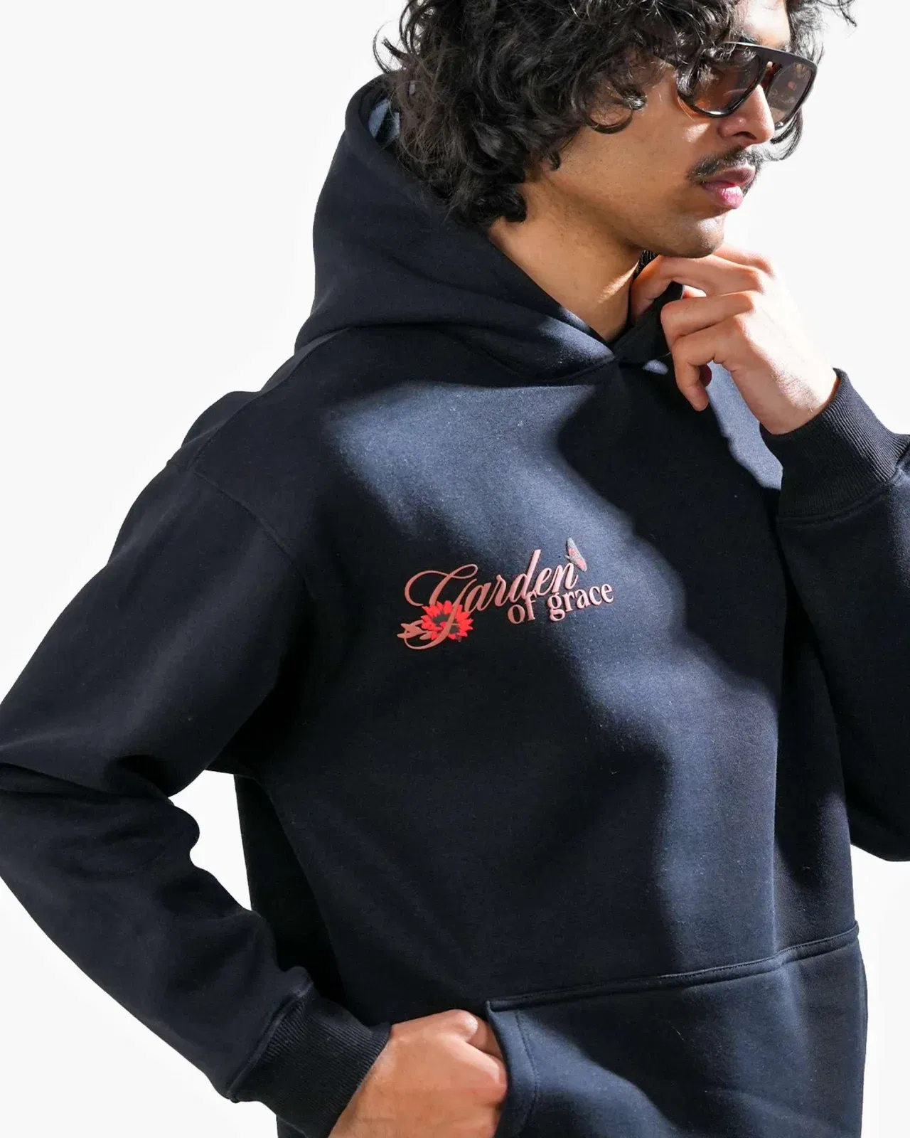 Graceful Might Hoodie - Black Oversized Printed Hoodie