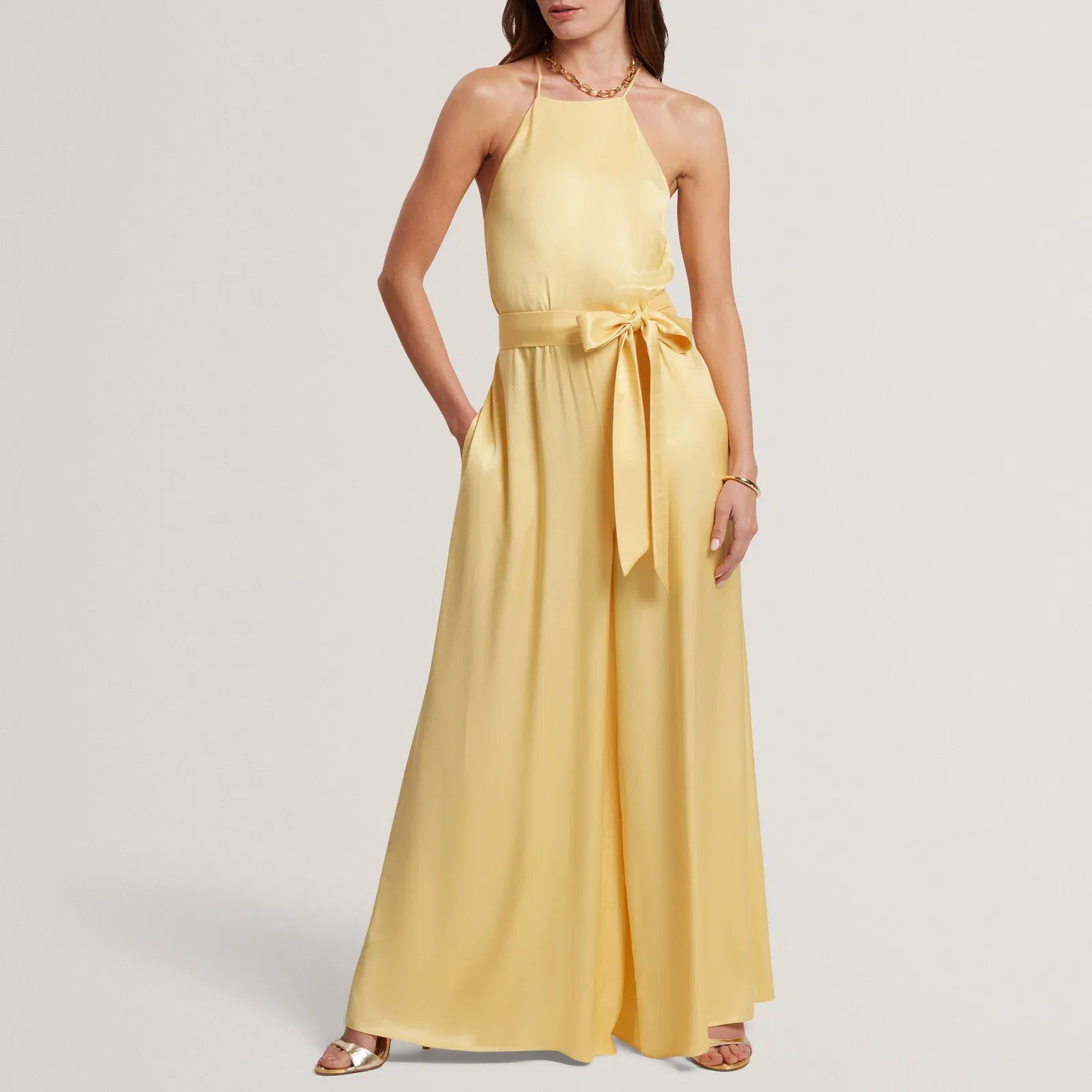 Ted Baker Halter Neck Belted Wide Leg Jumpsuit