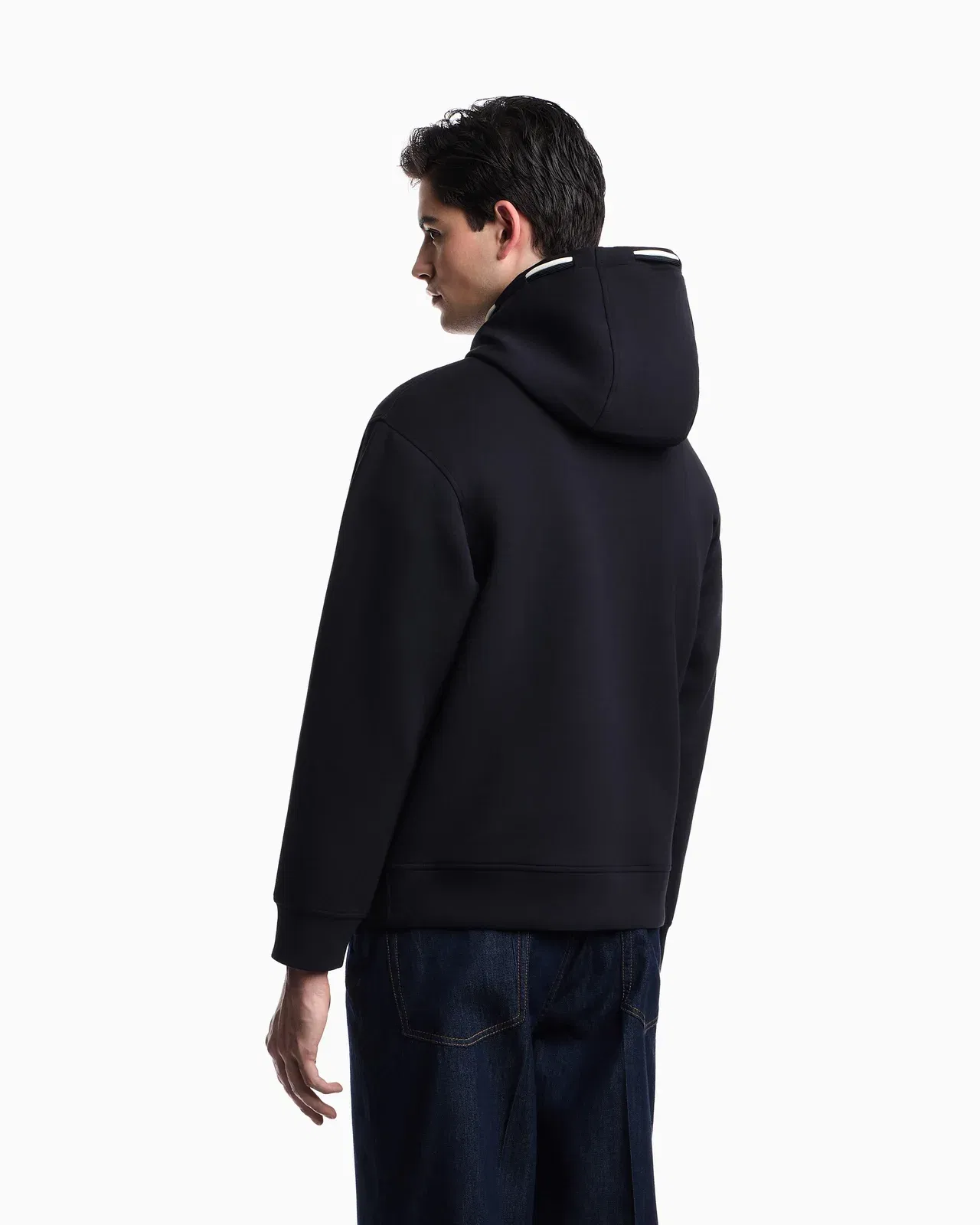 Emporio Armani Loose-fit hooded sweatshirt in double jersey with French bulldog patch