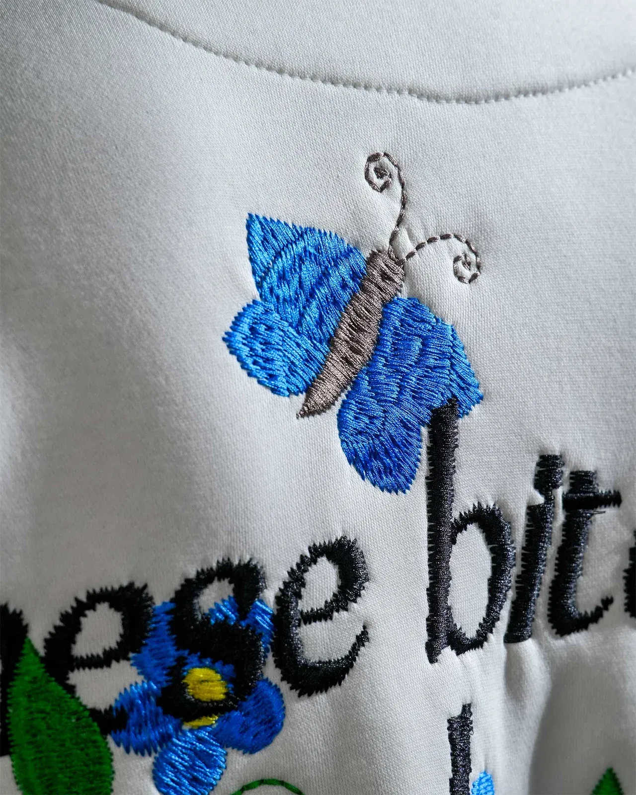 Bitch's Desire Hoodie - Off White Oversized Embroidered Hoodie