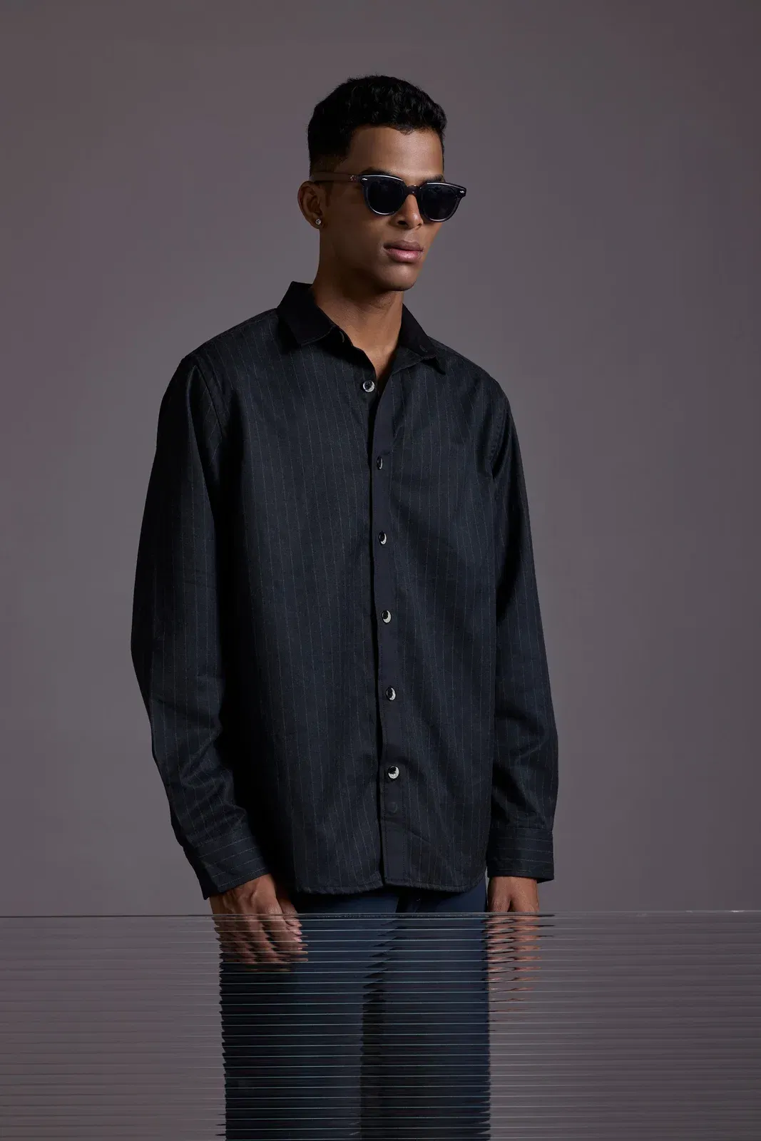 MIDNIGHT PINSTRIPE SHACKET