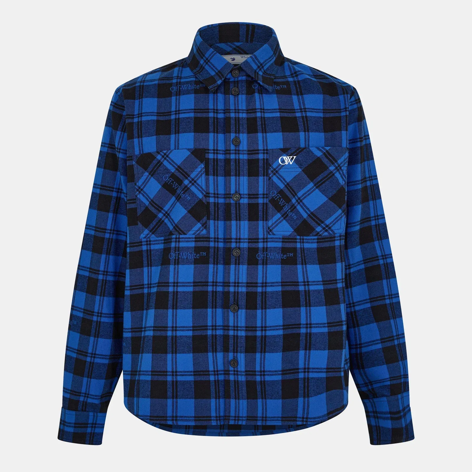 Arrow Plaid Cotton Long Sleeve Embroidered Shirt