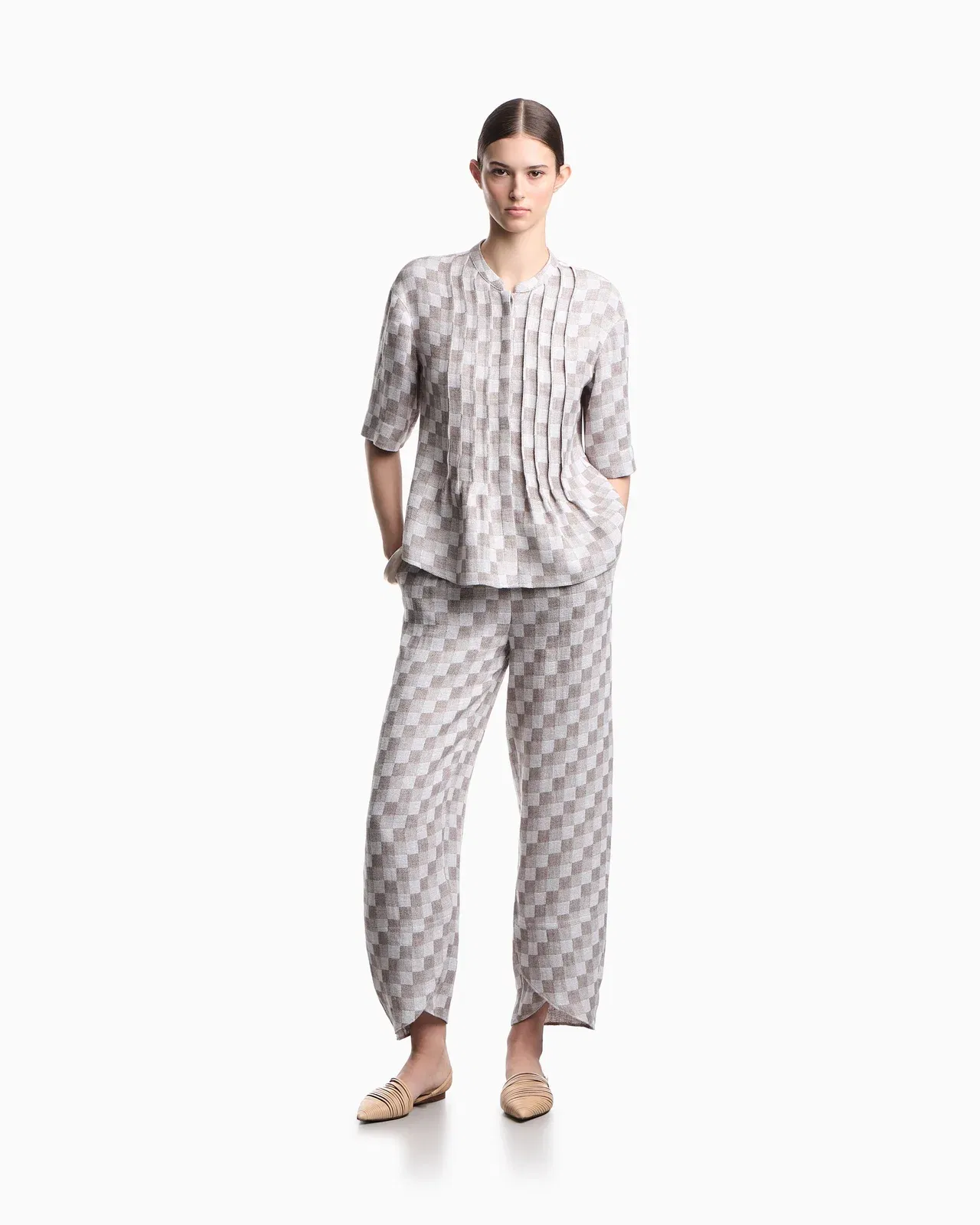 Emporio Armani Check linen gauze shirt