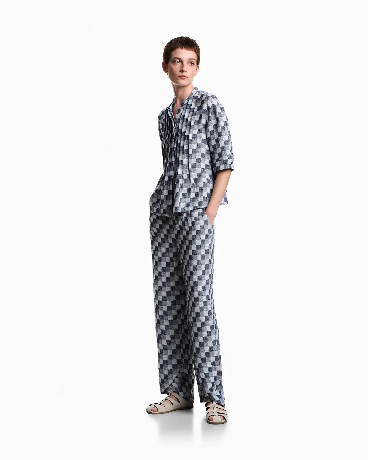 Emporio Armani Check linen gauze shirt