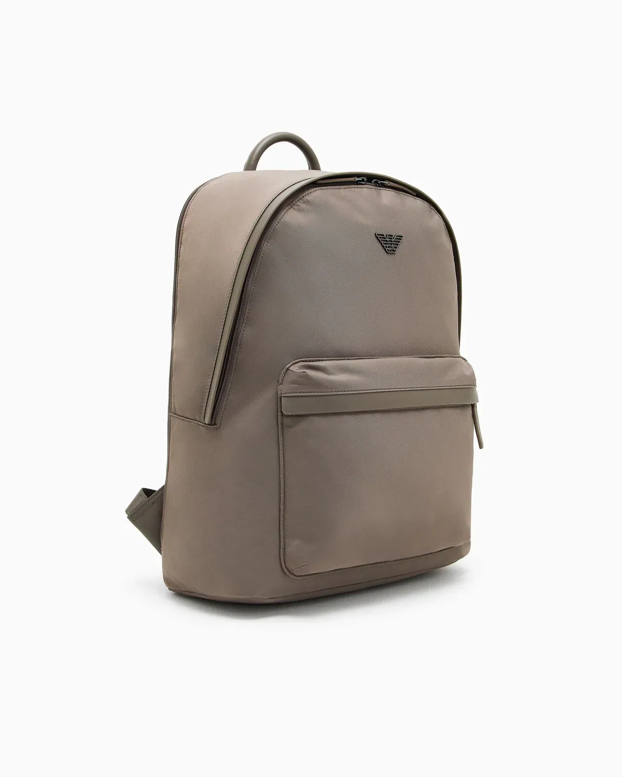 Emporio Armani Recycled nylon backpack with zip and leather details