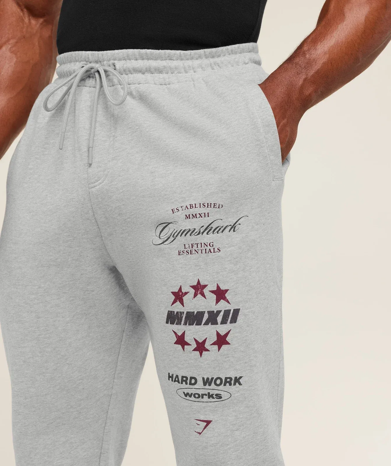 Gymshark Global Lifting Graphic Pant - Light Grey Core Marl