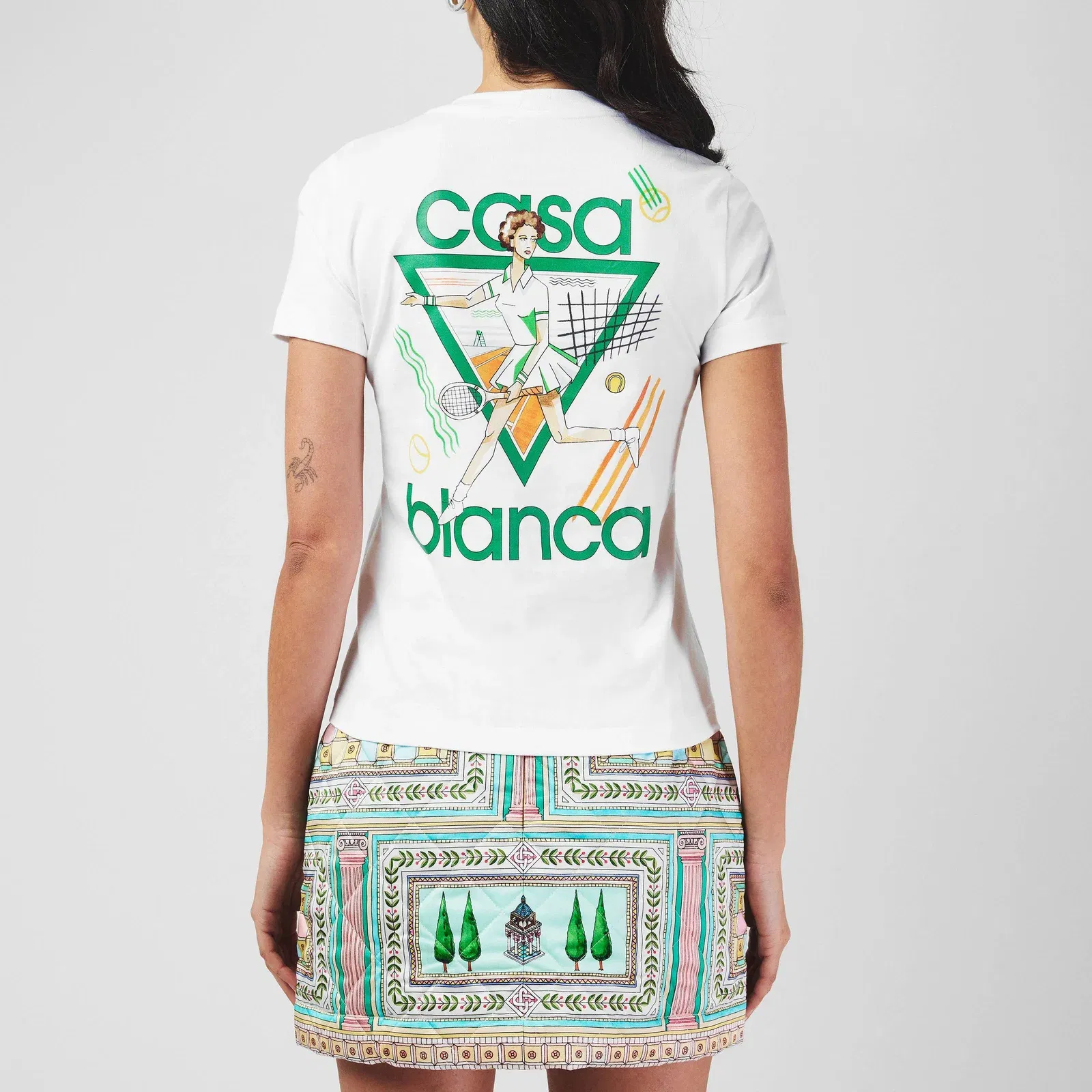 Logo Cotton Cropped Tennis T-Shirt