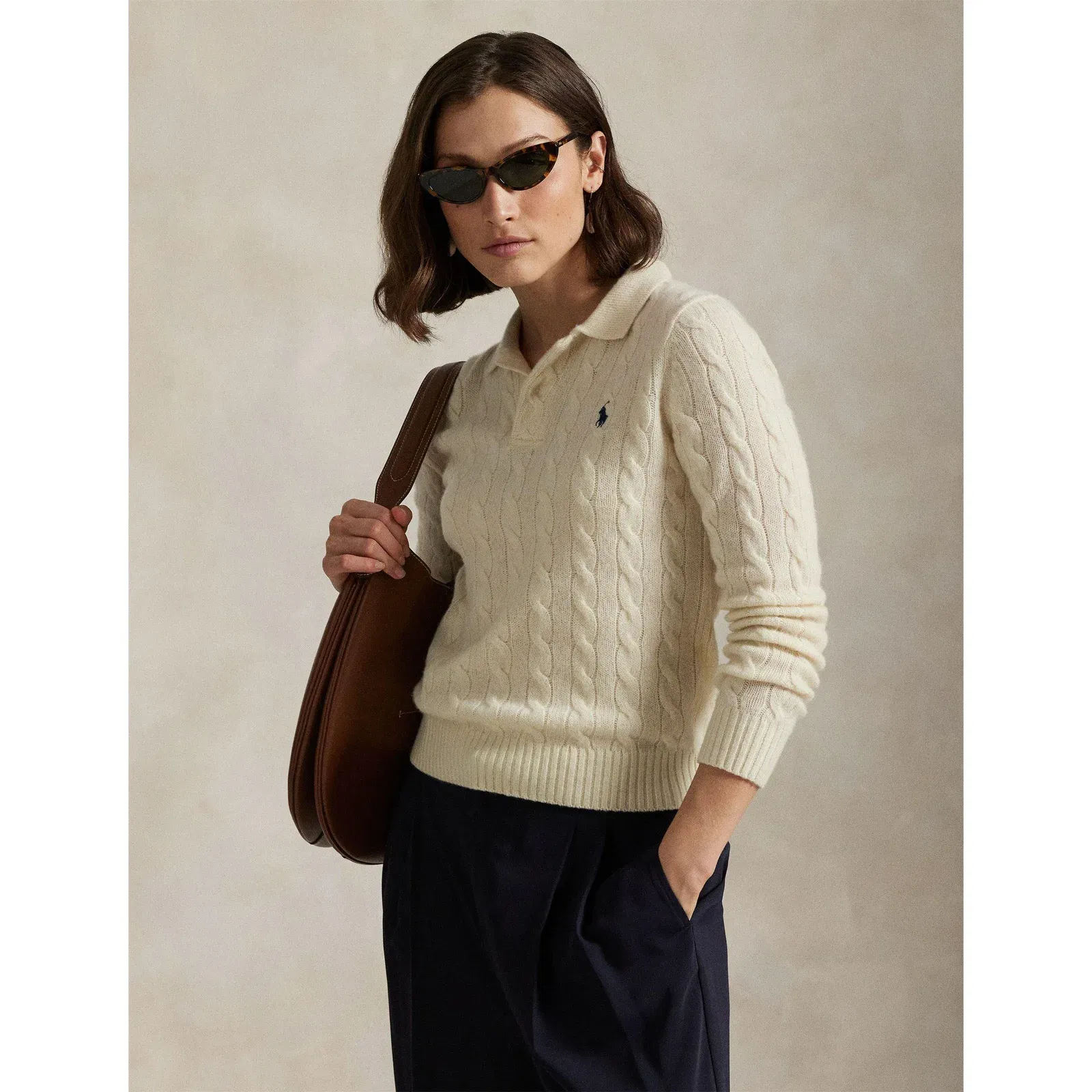 Cable Knitted Long Sleeve Crew Neck Jumper