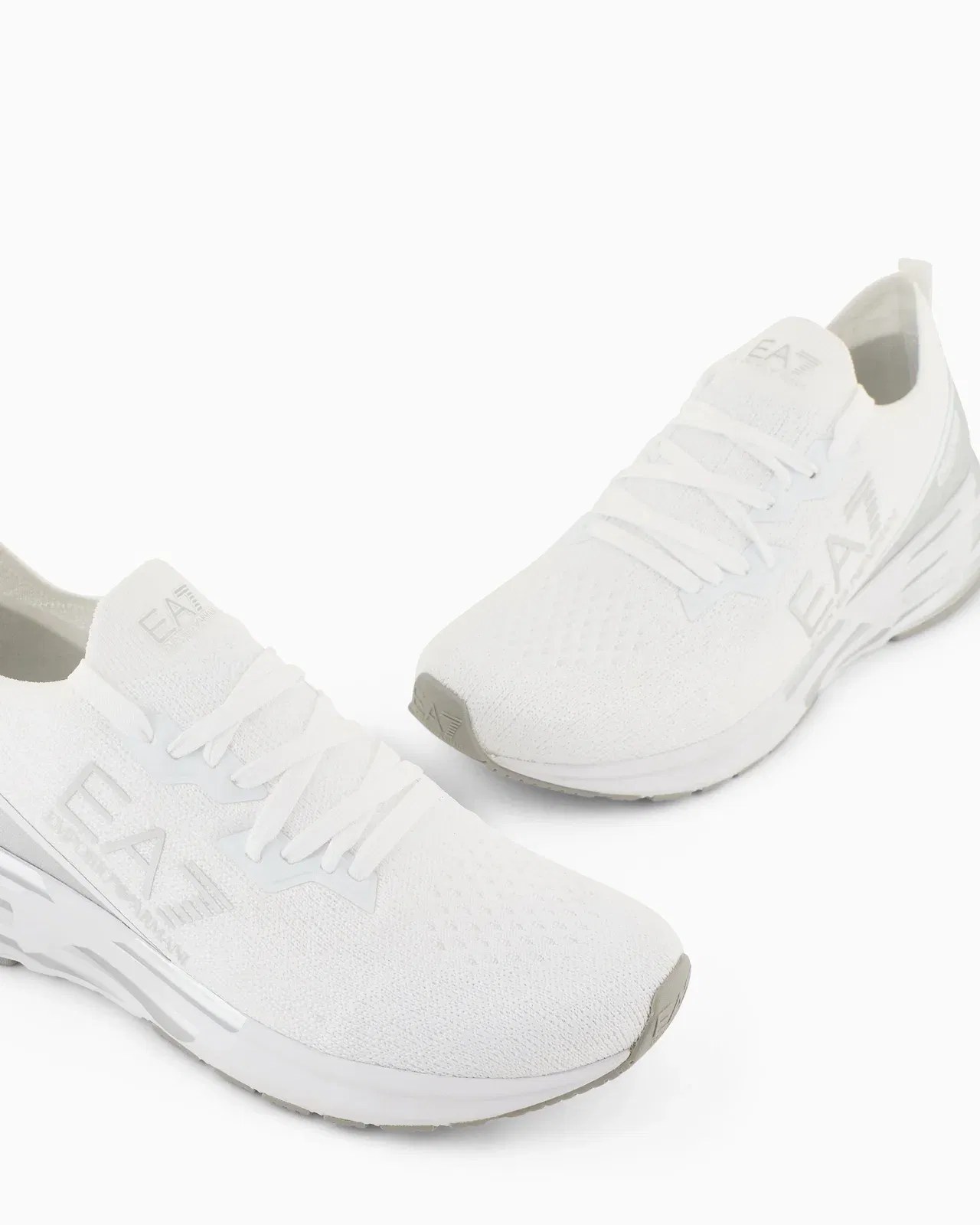 Ea7 Mesh Sneaker For Running With Cushioned Rubber Sole White