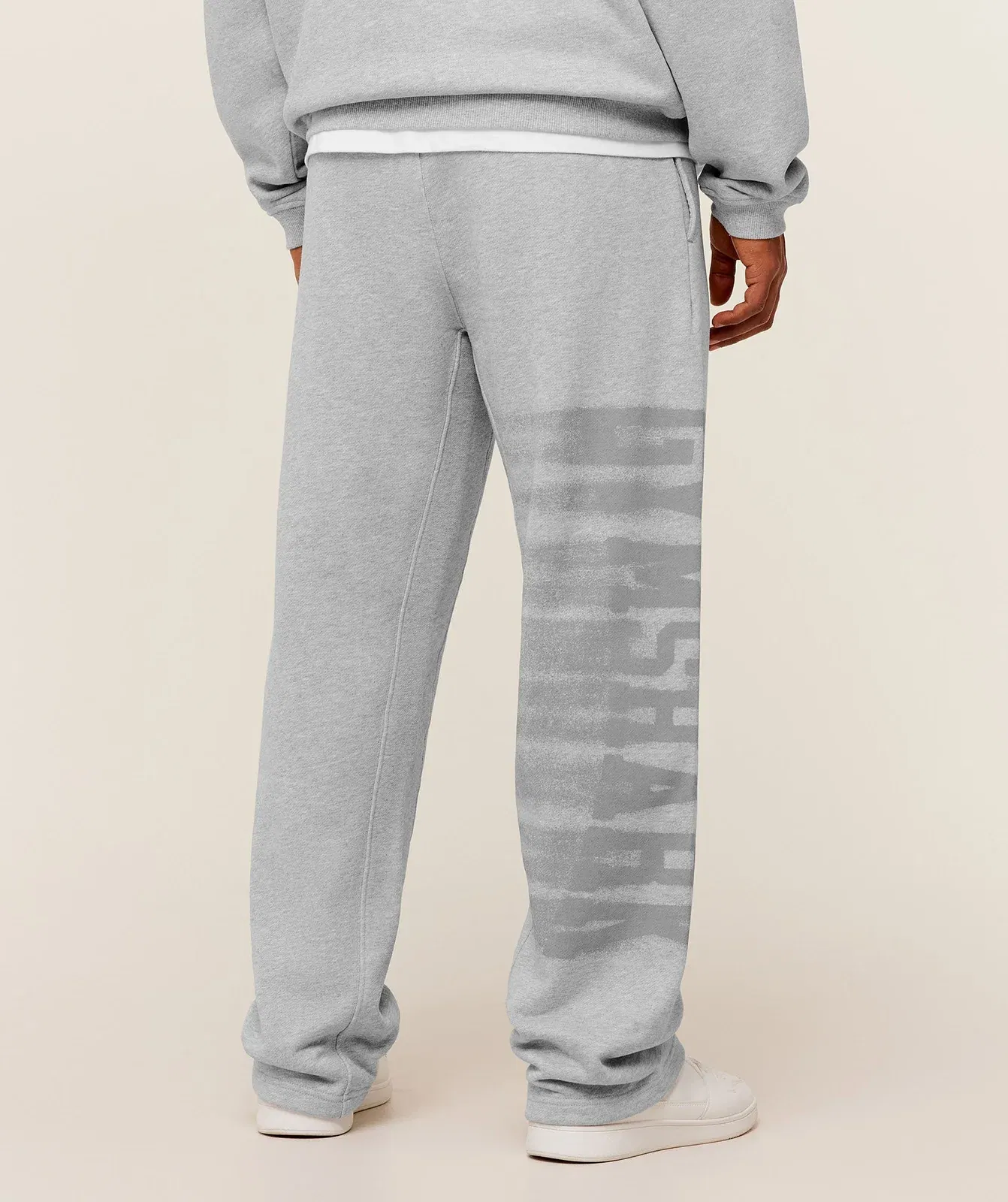 Gymshark Fade Graphic Straight Leg Pants - Light Grey Core Marl