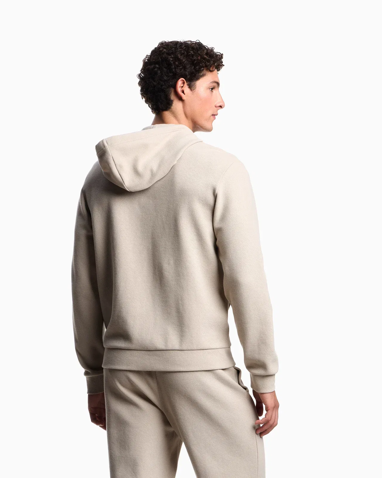 Emporio Armani Loungewear zip-up hooded sweatshirt in jersey with an eagle patch