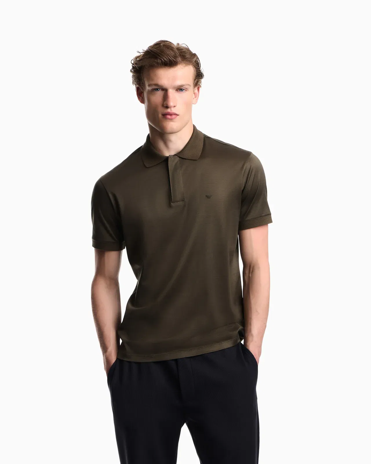 Emporio Armani Travel Essential Lyocell-blend jersey polo shirt