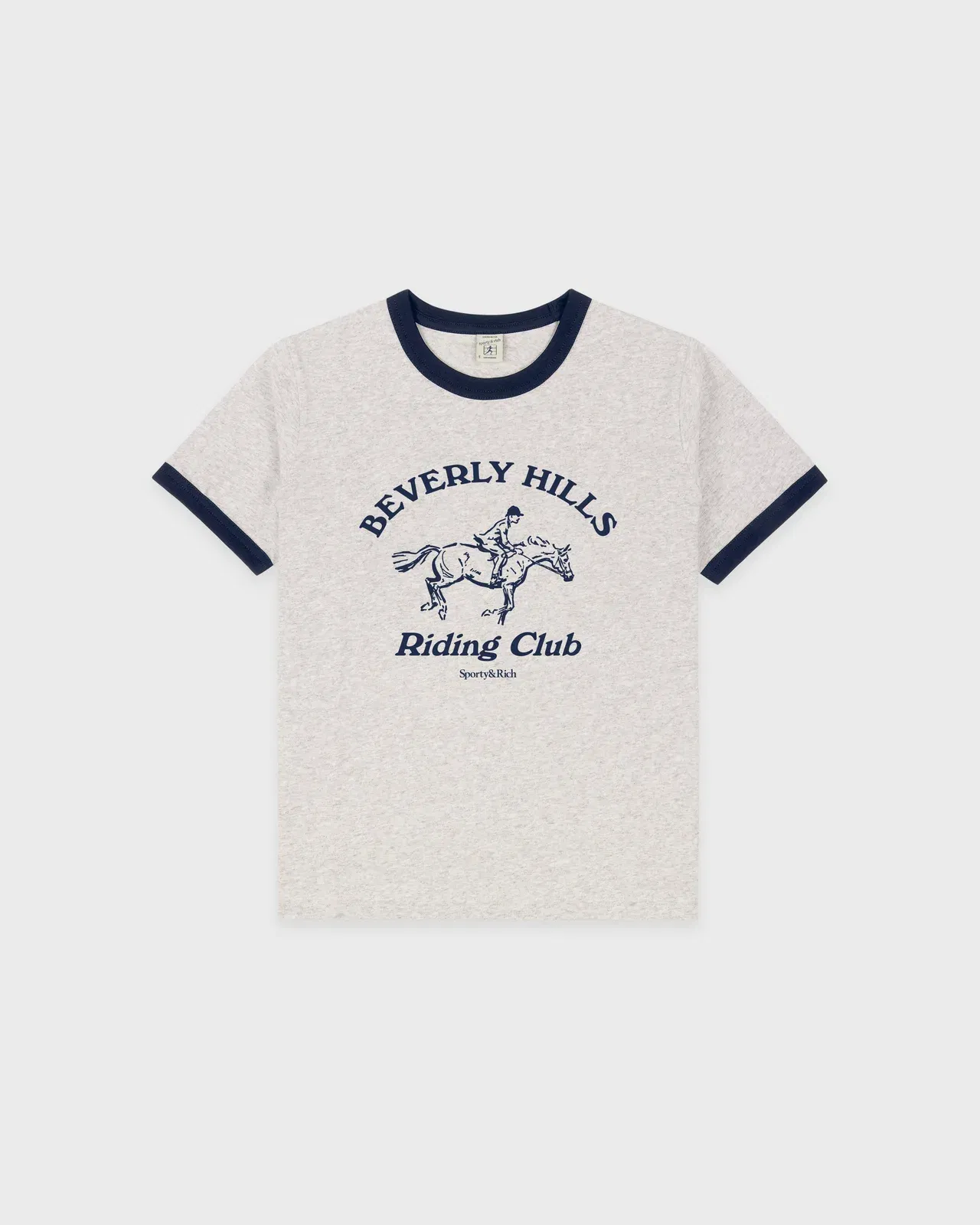 BH Riding Club Ringer T-Shirt - Heather Gray/Dark Navy