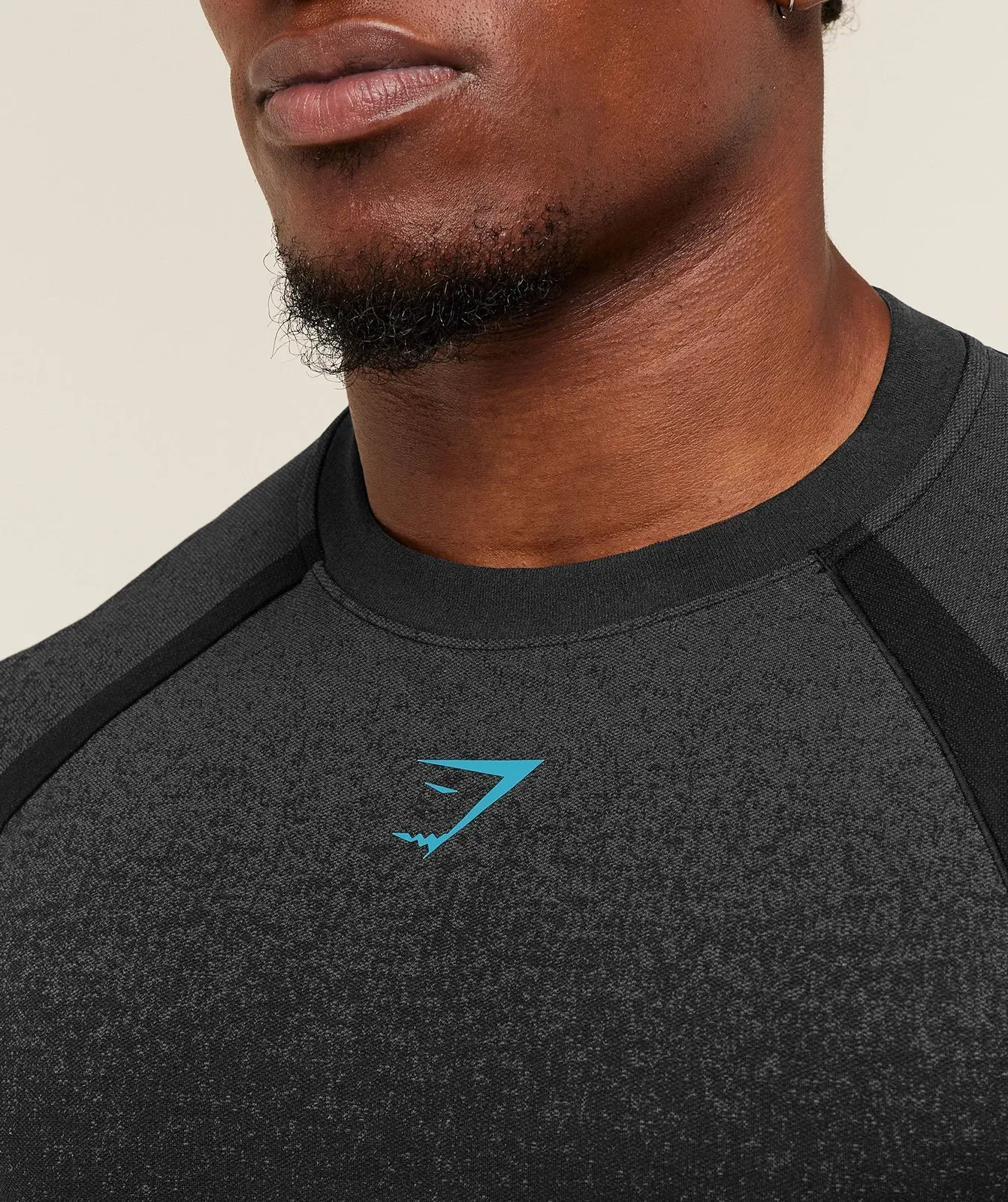Gymshark Shadow Seamless Long Sleeve T-Shirt - Black/Brand Blue