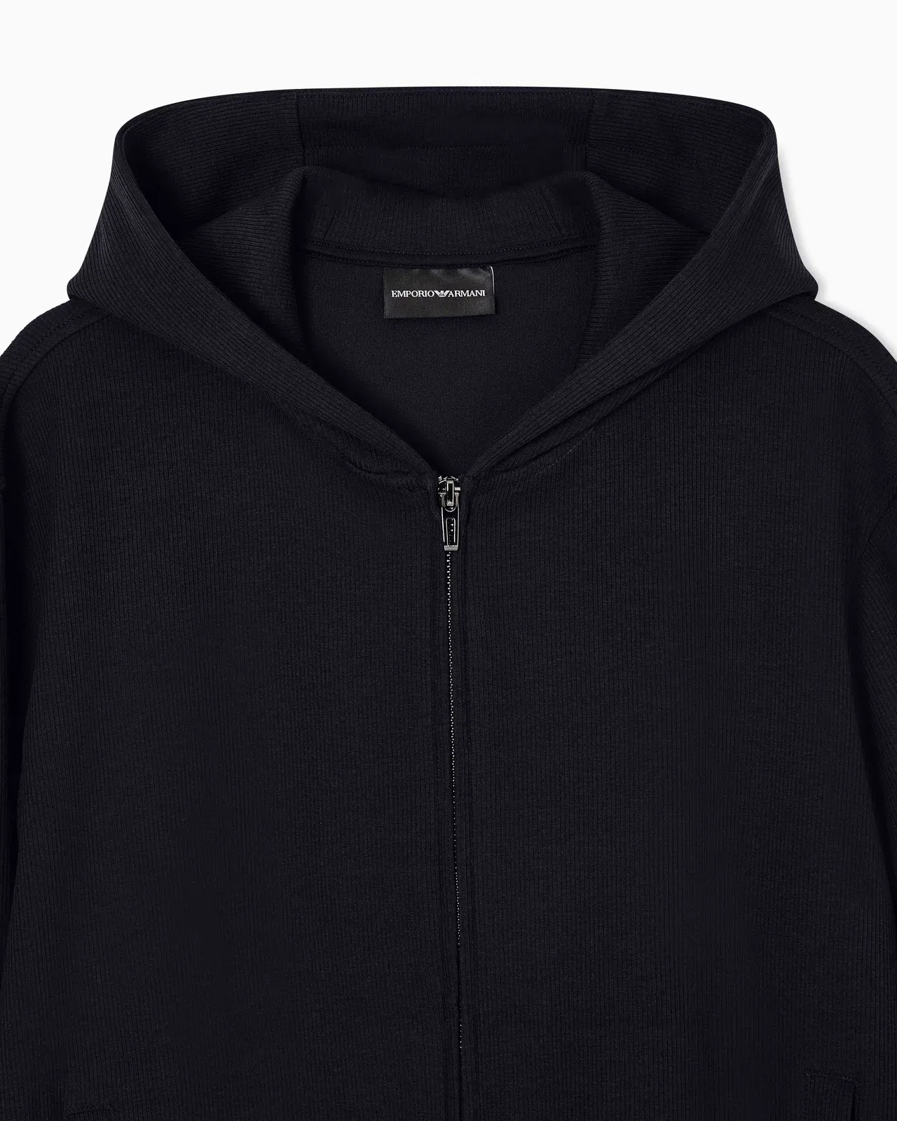 Emporio Armani Travel Essential canneté jersey zip-up hooded sweatshirt